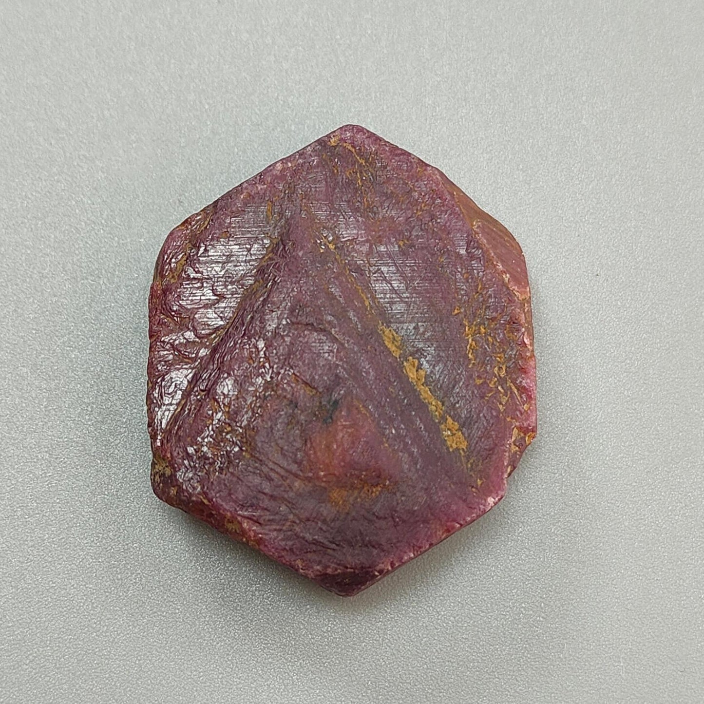 Record Keeper Ruby Gemstone Crystal: 142.00cts Natural Untreated Unheated Red Ruby Triangle Formative Hexagon Specimen 38.5*31*9mm