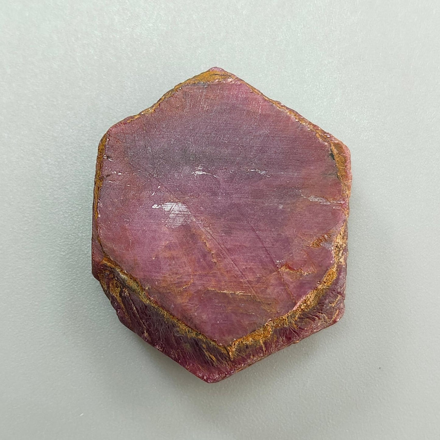 Record Keeper Ruby Gemstone Crystal: 142.00cts Natural Untreated Unheated Red Ruby Triangle Formative Hexagon Specimen 38.5*31*9mm
