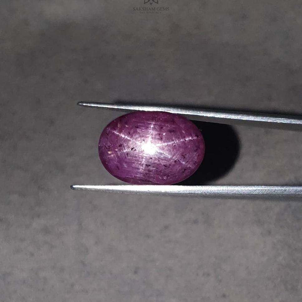Star Ruby Gemstone Cabochon: Natural Untreated Unheated Red 6Ray Star Ruby Oval Shape 1pc For Jewelry