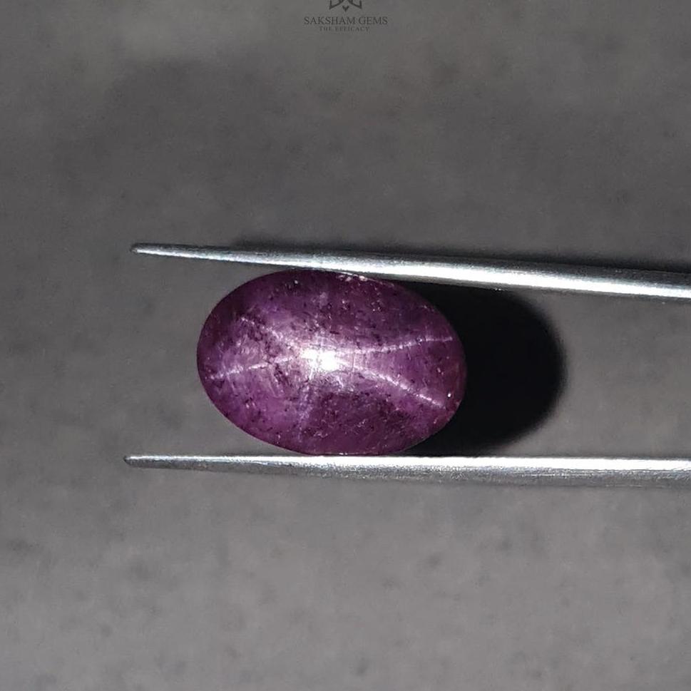 Star Ruby Gemstone Cabochon: Natural Untreated Unheated Red 6Ray Star Ruby Oval Shape 1pc For Jewelry