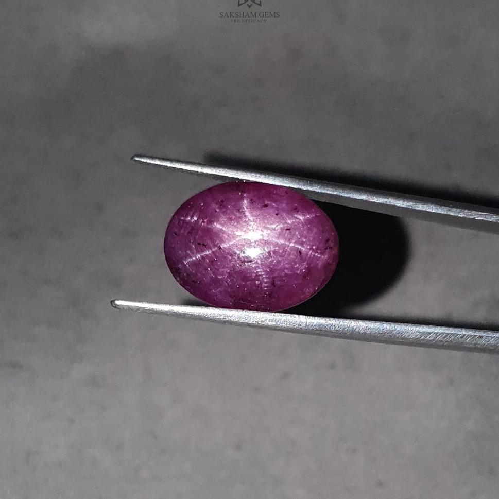 Star Ruby Gemstone Cabochon: Natural Untreated Unheated Red 6Ray Star Ruby Oval Shape 1pc For Jewelry