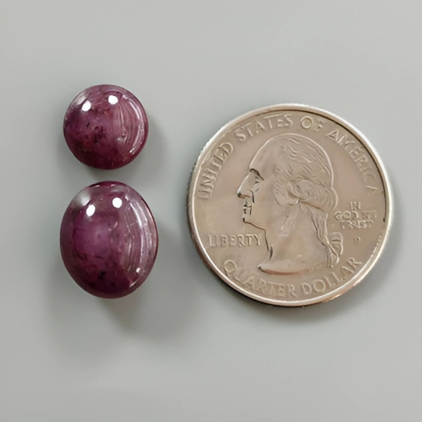 17.40cts Natural Untreated Star Ruby Gemstone Oval & Round Shape Cabochon 10mm - 13*11mm 2pcs Set