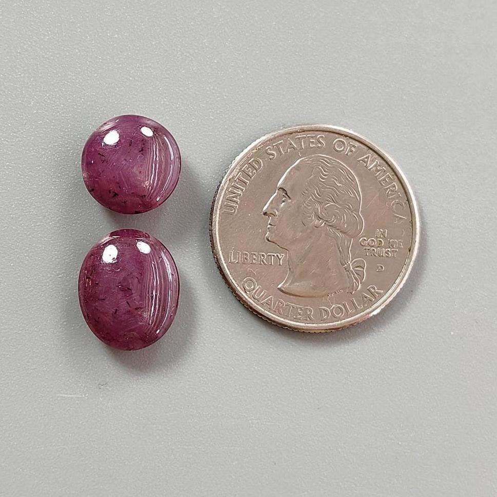 Star Ruby Gemstone Cabochon: Natural Untreated Unheated Red 6Ray Star Ruby Oval Shape 2pc For Jewelry