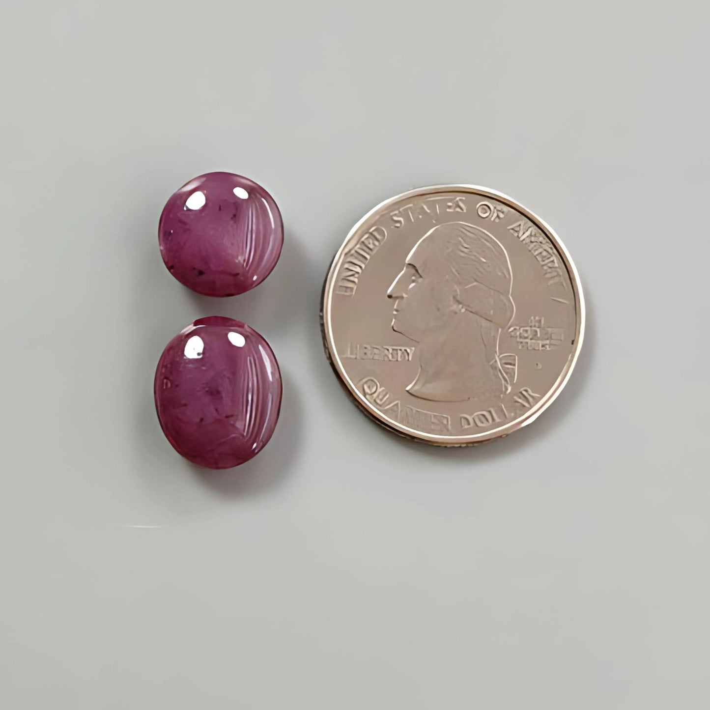 18.30cts Natural Untreated Star Ruby Gemstone Oval & Round Shape Cabochon 11mm - 13.5*11mm 2pcs Set