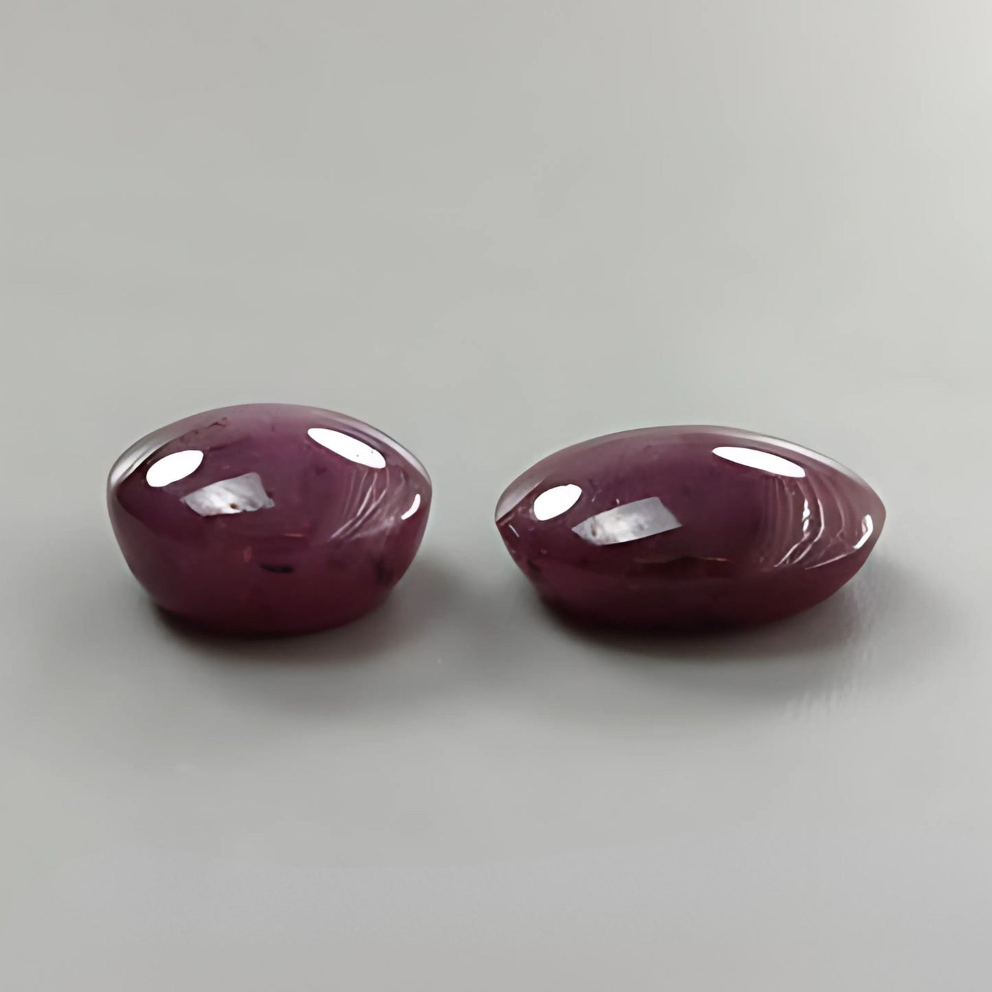 18.30cts Natural Untreated Star Ruby Gemstone Oval & Round Shape Cabochon 11mm - 13.5*11mm 2pcs Set