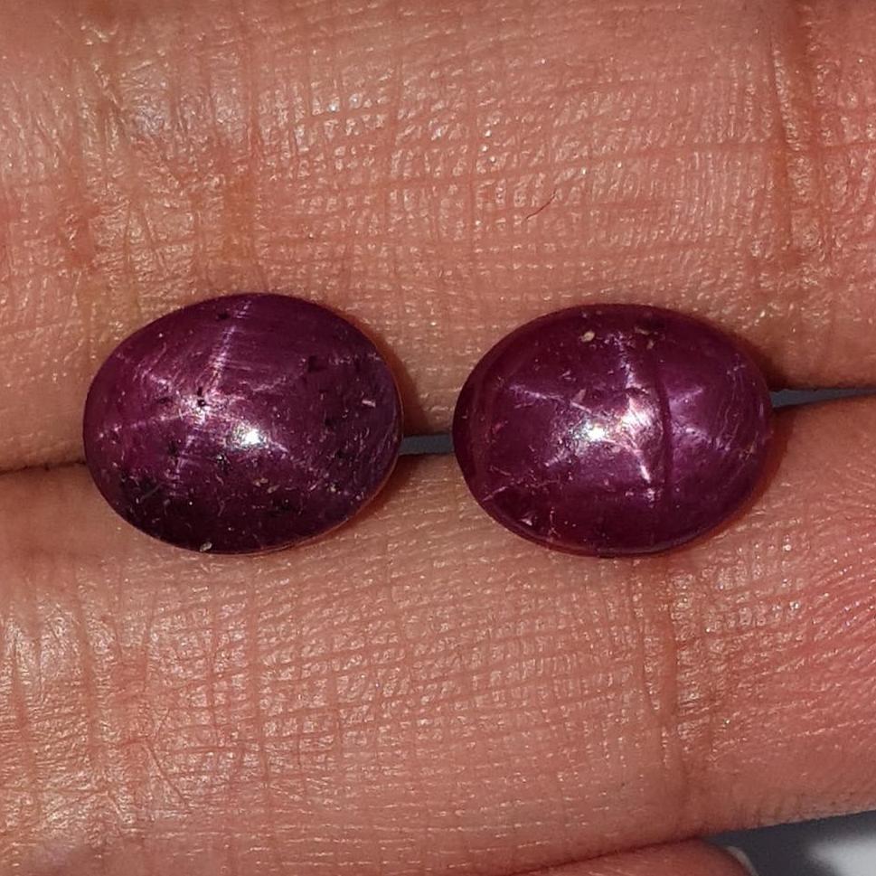 Star Ruby Gemstone Cabochon: Natural Untreated Unheated Red 6Ray Star Ruby Oval & Round Shape 2pc - 3pc Set For Jewelry