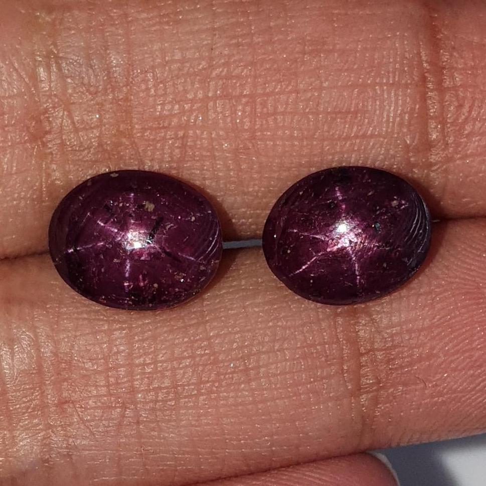 Star Ruby Gemstone Cabochon: Natural Untreated Unheated Red 6Ray Star Ruby Oval & Round Shape 2pc - 3pc Set For Jewelry