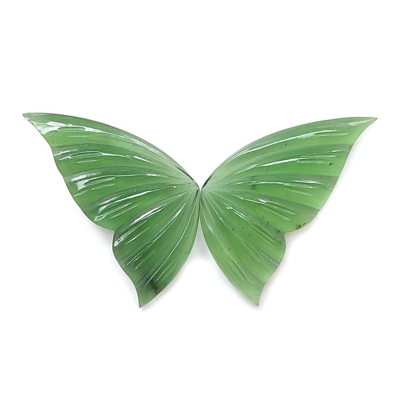 Antigorite Serpentine Gemstone Carving: Natural Untreated Unheated Serpentine Hand Carved Butterfly Pair for Jewelry