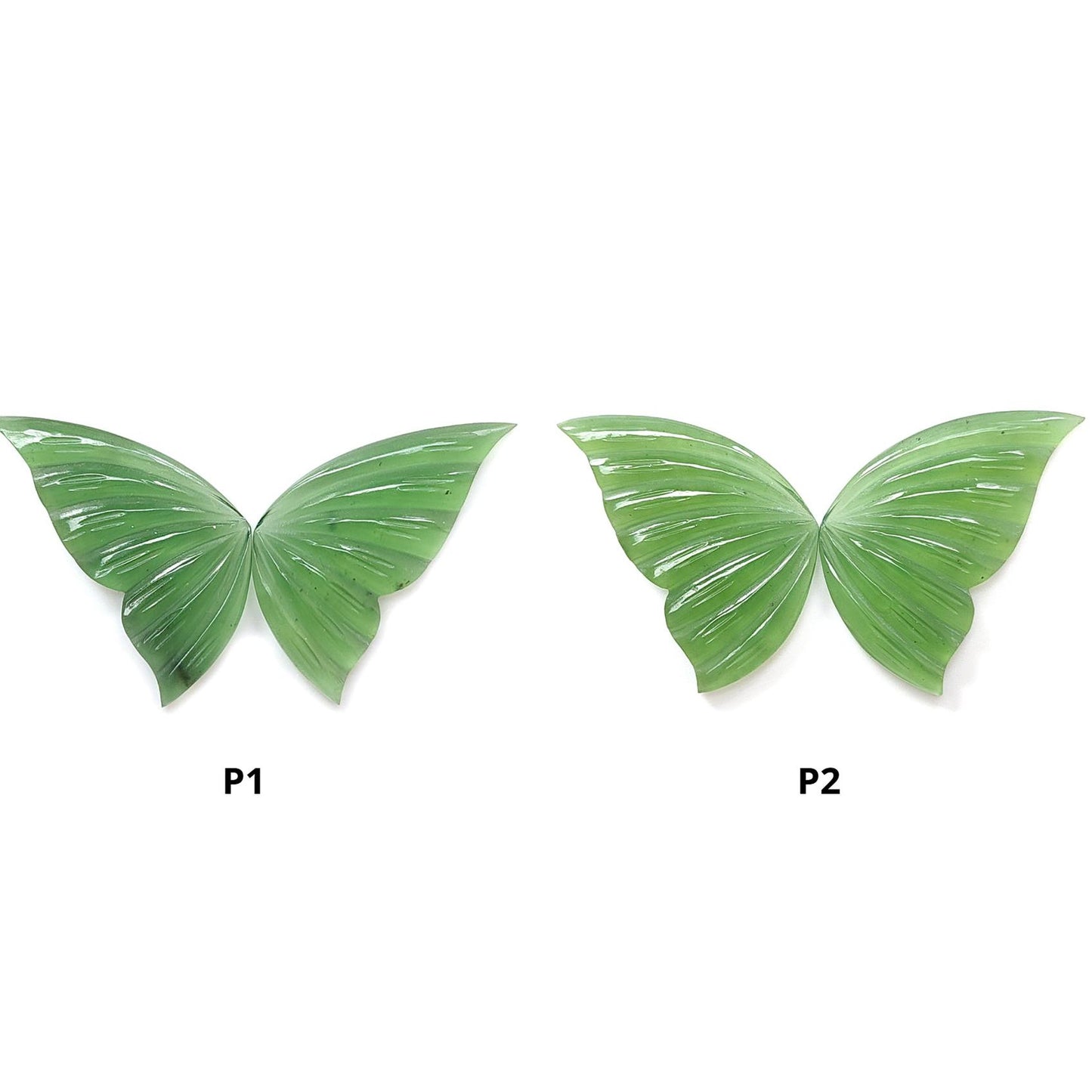 Antigorite Serpentine Gemstone Carving: Natural Untreated Unheated Serpentine Hand Carved Butterfly Pair for Jewelry