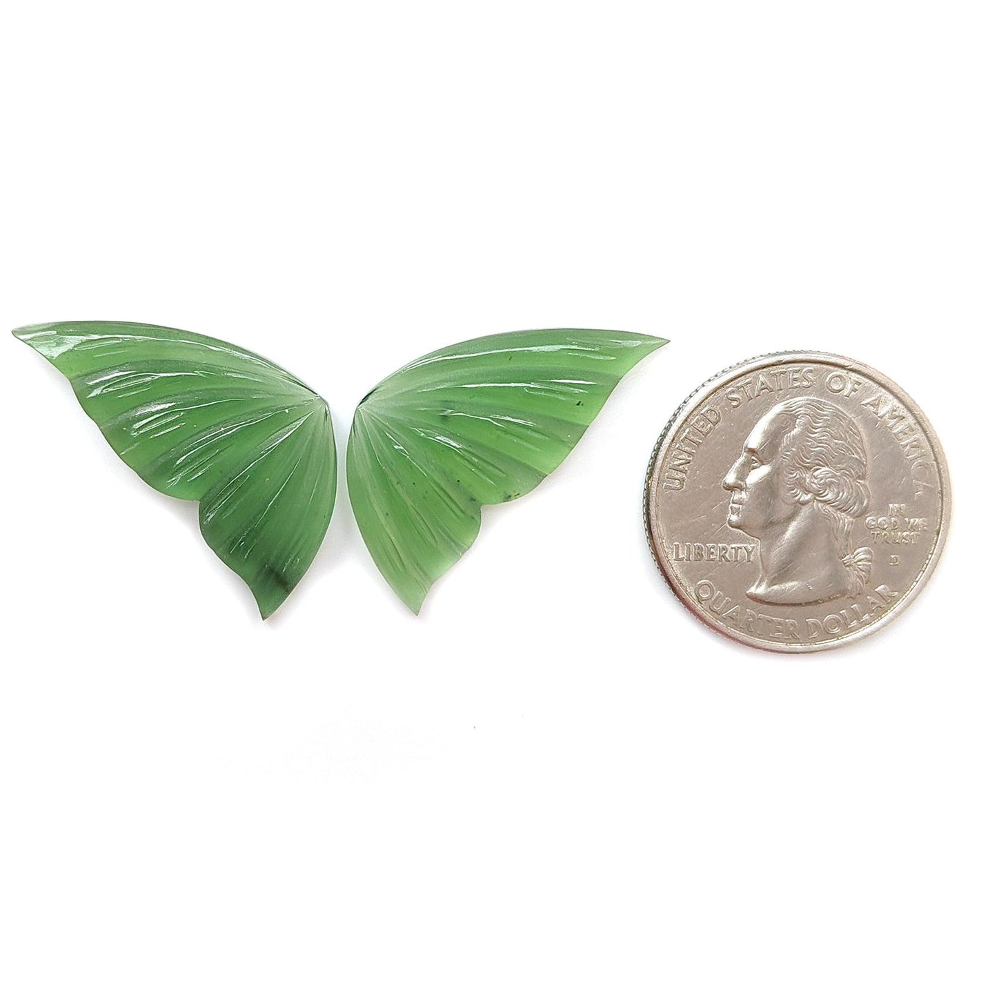 Antigorite Serpentine Gemstone Carving: Natural Untreated Unheated Serpentine Hand Carved Butterfly Pair for Jewelry