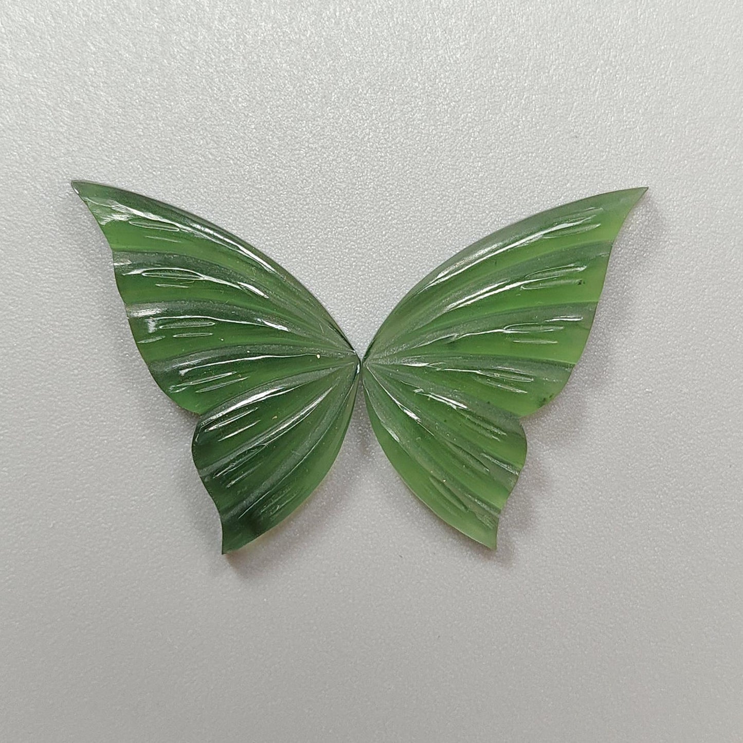 Antigorite Serpentine Gemstone Carving: Natural Untreated Unheated Serpentine Hand Carved Butterfly Pair for Jewelry
