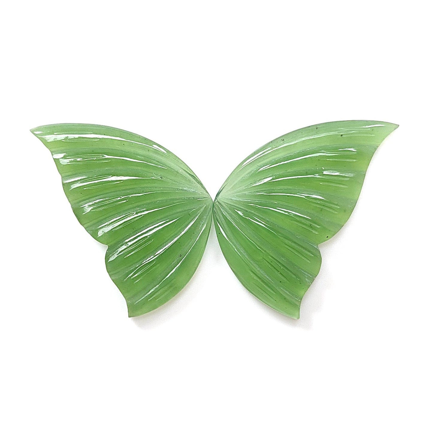 Antigorite Serpentine Gemstone Carving: Natural Untreated Unheated Serpentine Hand Carved Butterfly Pair for Jewelry
