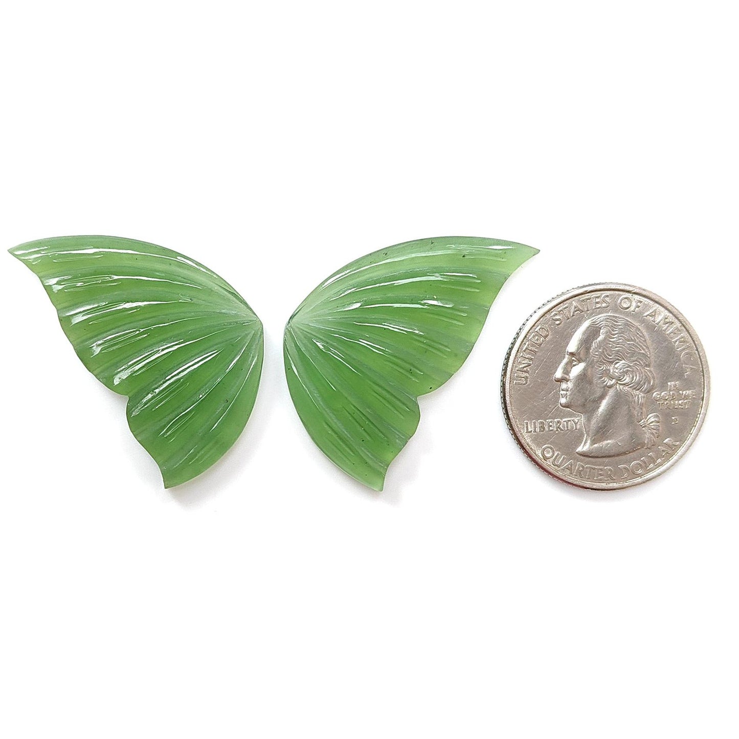 Antigorite Serpentine Gemstone Carving: Natural Untreated Unheated Serpentine Hand Carved Butterfly Pair for Jewelry