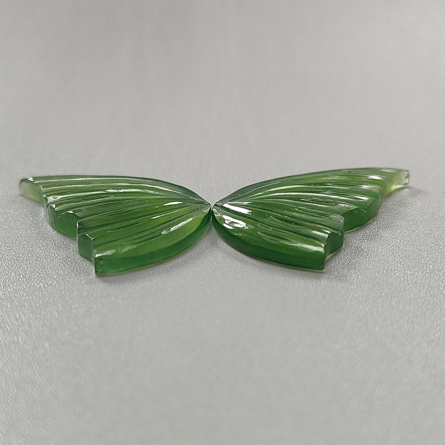 Antigorite Serpentine Gemstone Carving: Natural Untreated Unheated Serpentine Hand Carved Butterfly Pair for Jewelry