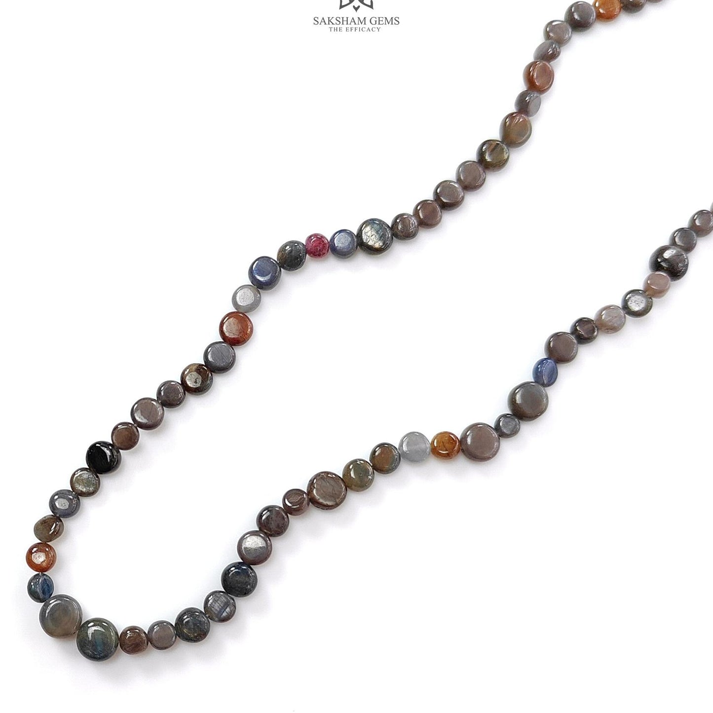 Silver Gray Sapphire Loose Beads: 57.60cts Natural Unheated Sapphire Cabochon Round Plain Beads 4mm - 6mm 15"