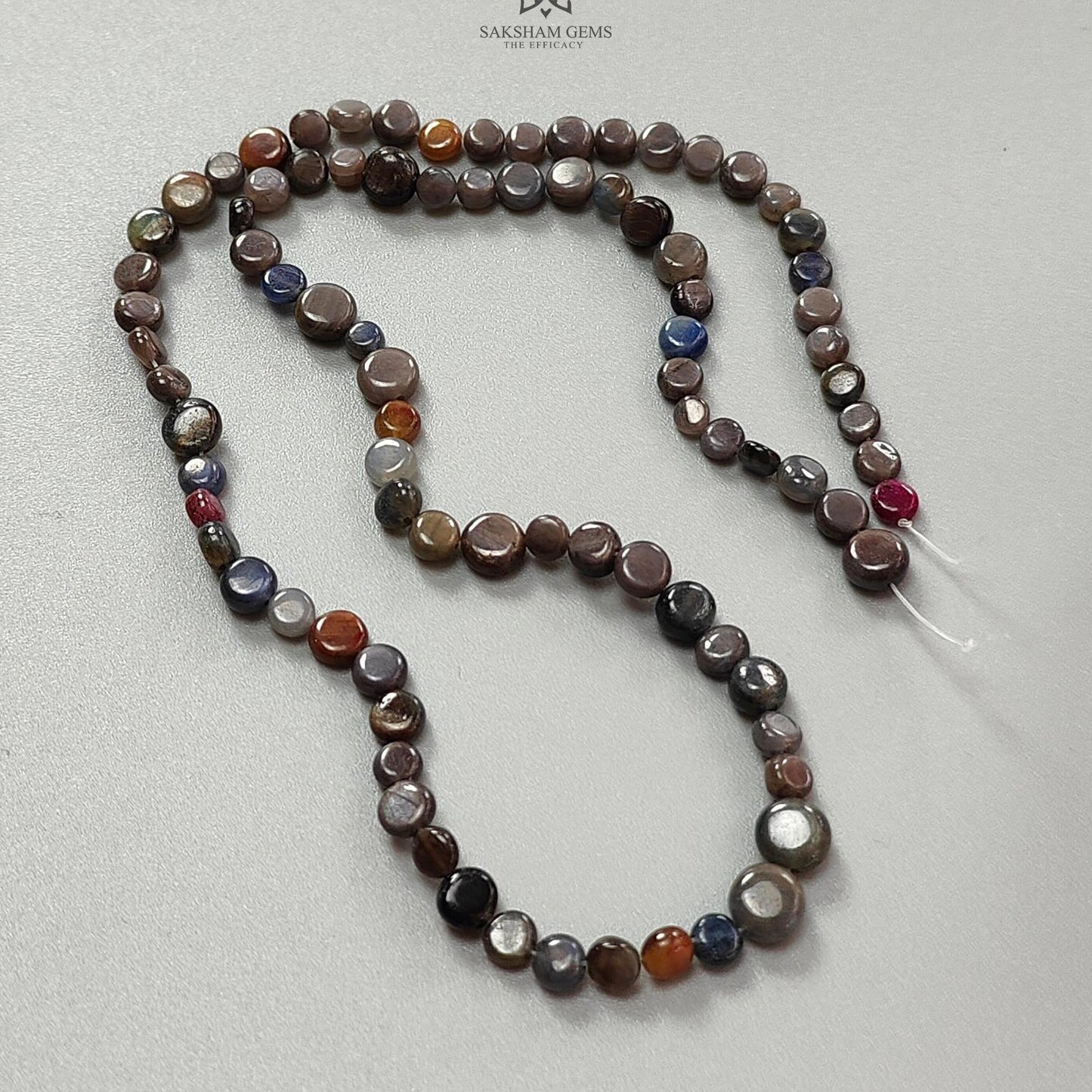 Silver Gray Sapphire Loose Beads: 57.60cts Natural Unheated Sapphire Cabochon Round Plain Beads 4mm - 6mm 15"