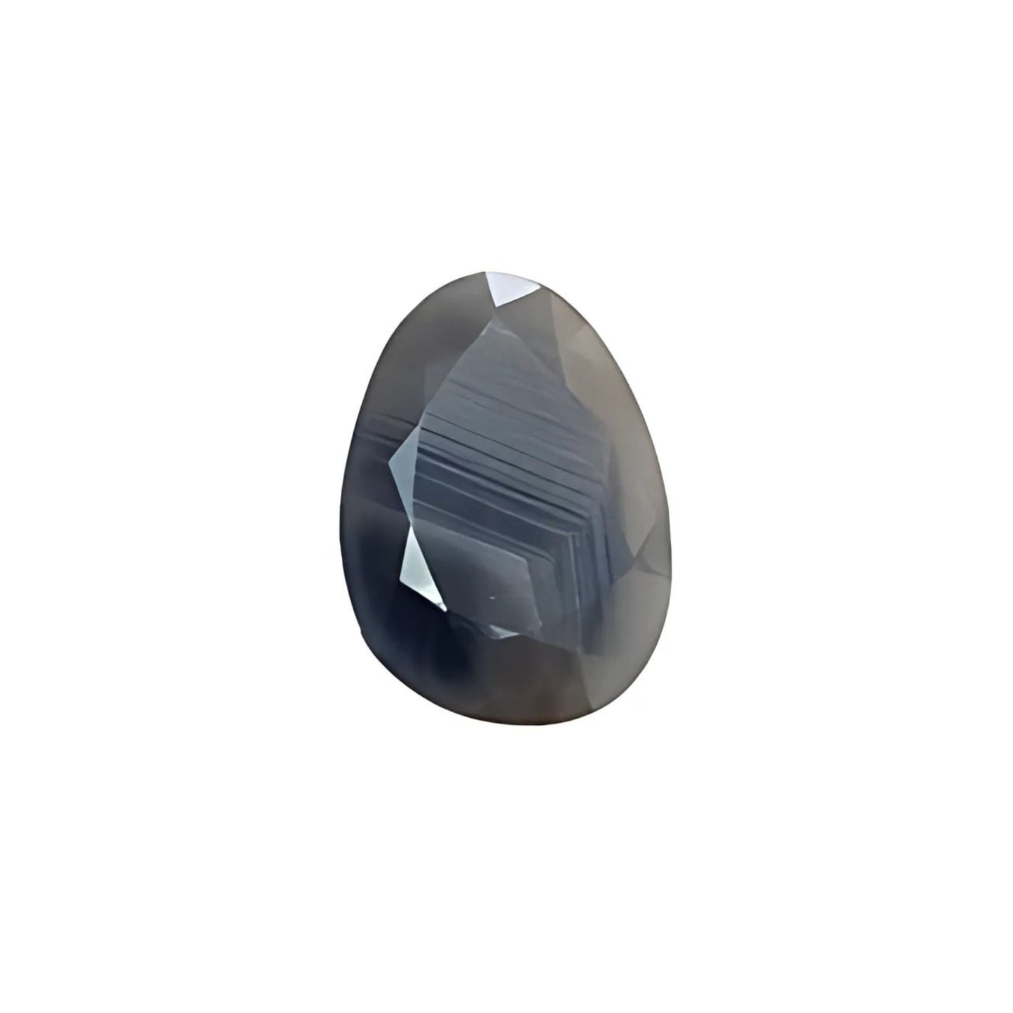 silver sapphire faceted cut egg shape