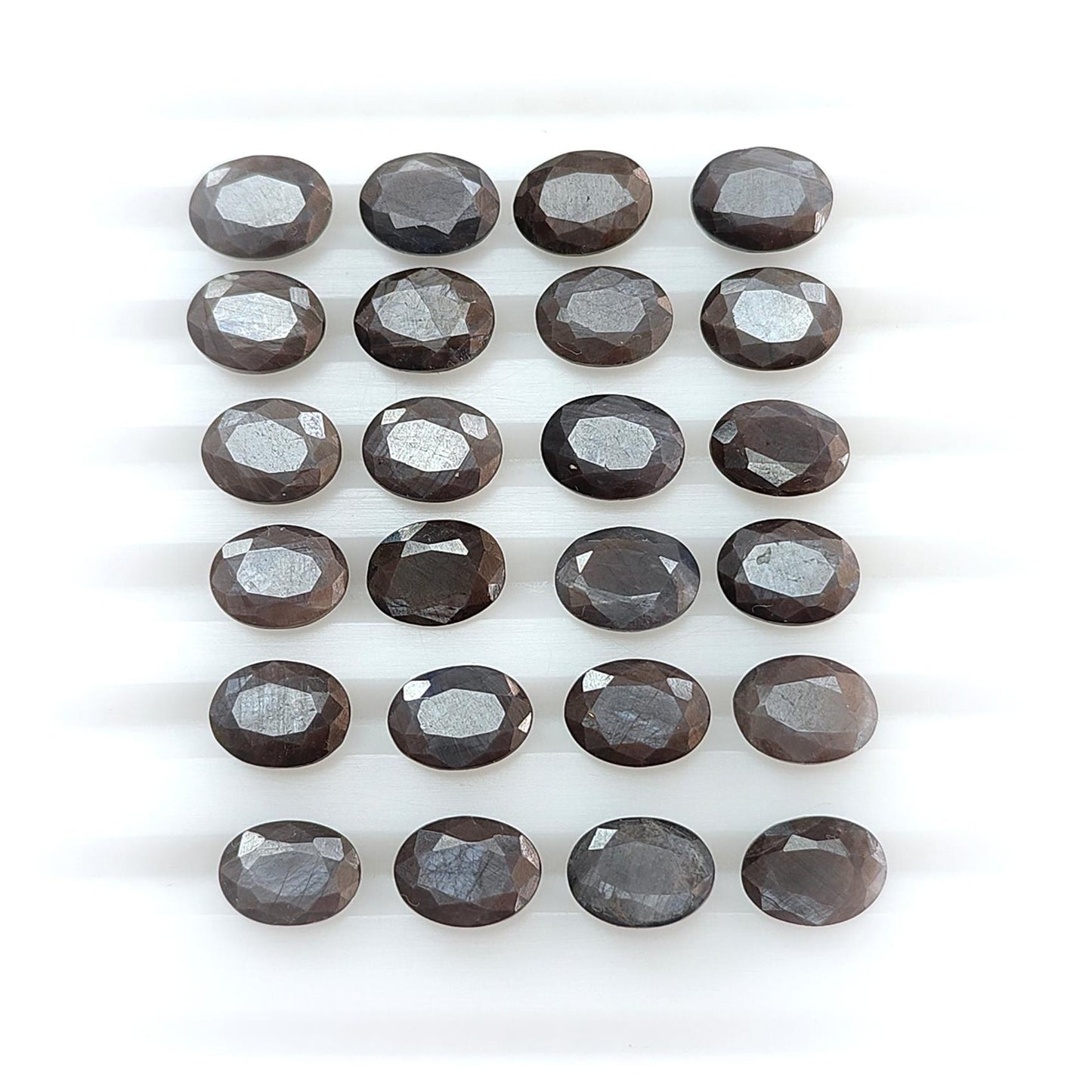 Silver Gray Sapphire Gemstone Faceted Cut: 41.60cts Natural Untreated Unheated Sapphire Oval Shape 8*6mm 24pcs Lot For Jewelry