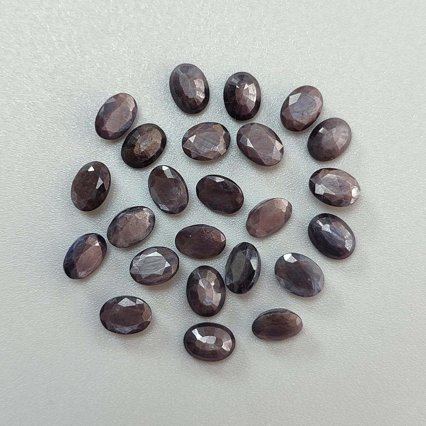 Silver Gray Sapphire Gemstone Faceted Cut: 41.60cts Natural Untreated Unheated Sapphire Oval Shape 8*6mm 24pcs Lot For Jewelry