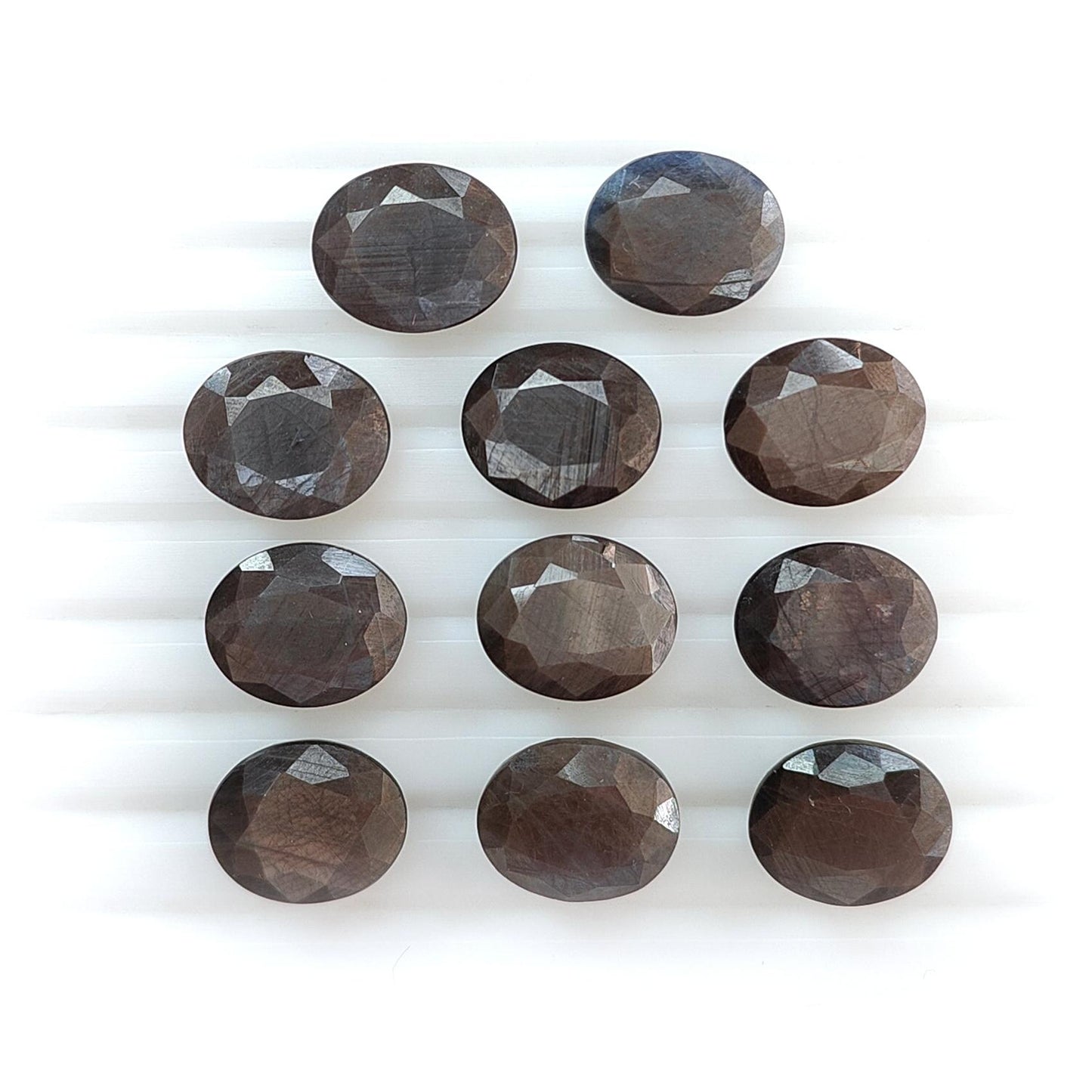 Silver Gray Sapphire Gemstone Faceted Cut: 74.50cts Natural Untreated Unheated Sapphire Oval Shape 12*10mm 11pcs Lot For Jewelry
