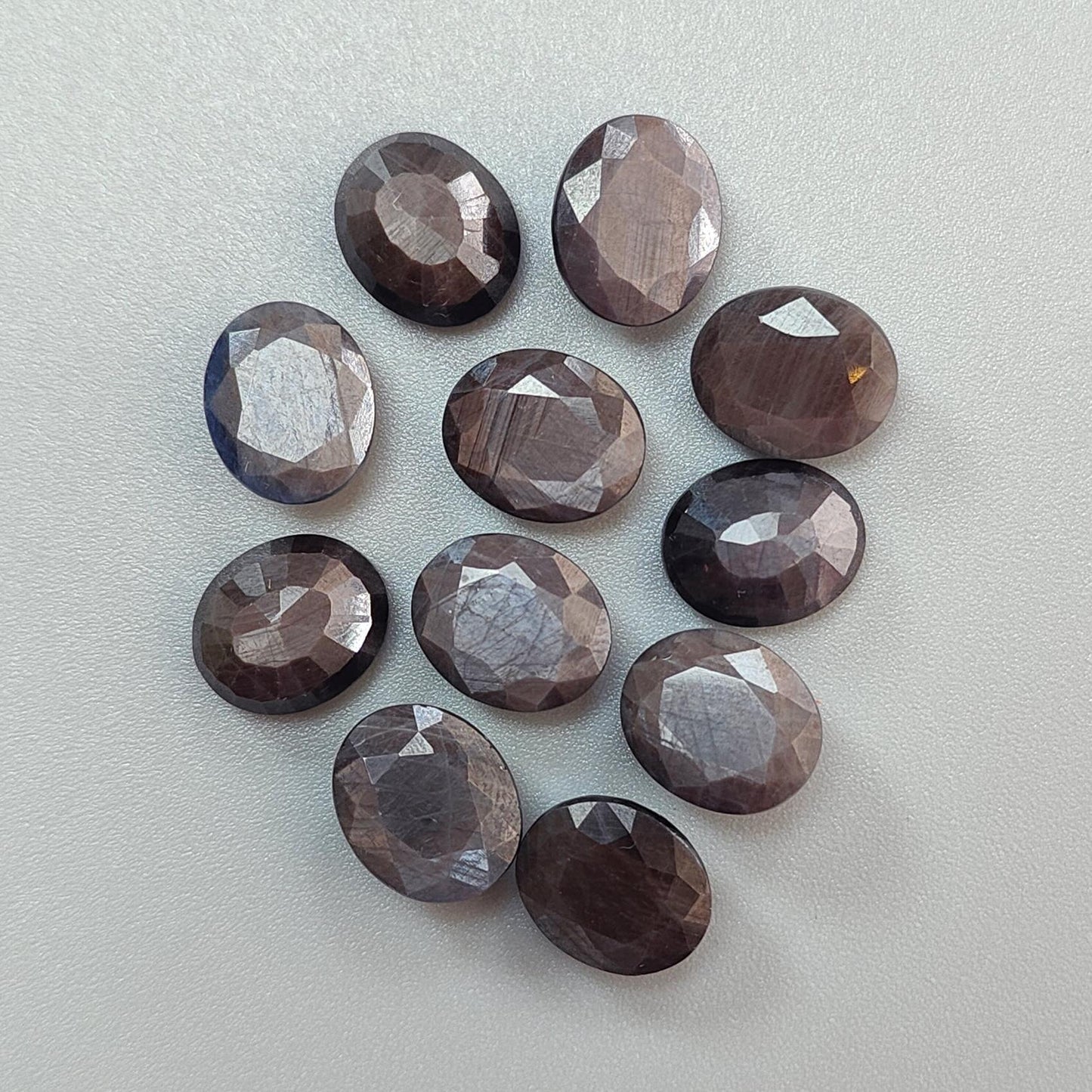 Silver Gray Sapphire Gemstone Faceted Cut: 74.50cts Natural Untreated Unheated Sapphire Oval Shape 12*10mm 11pcs Lot For Jewelry