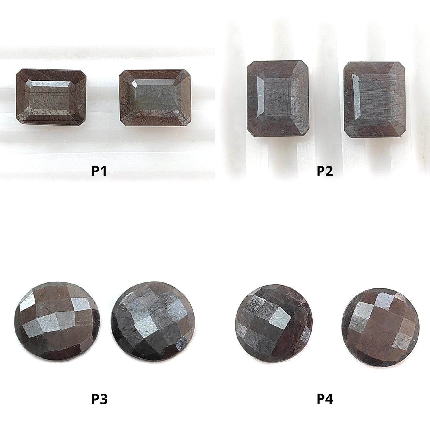 Silver Gray Sapphire Gemstone Faceted Cut: Natural Untreated Unheated Sapphire Cushion, Round Shape Faceted Pair for Jewelry