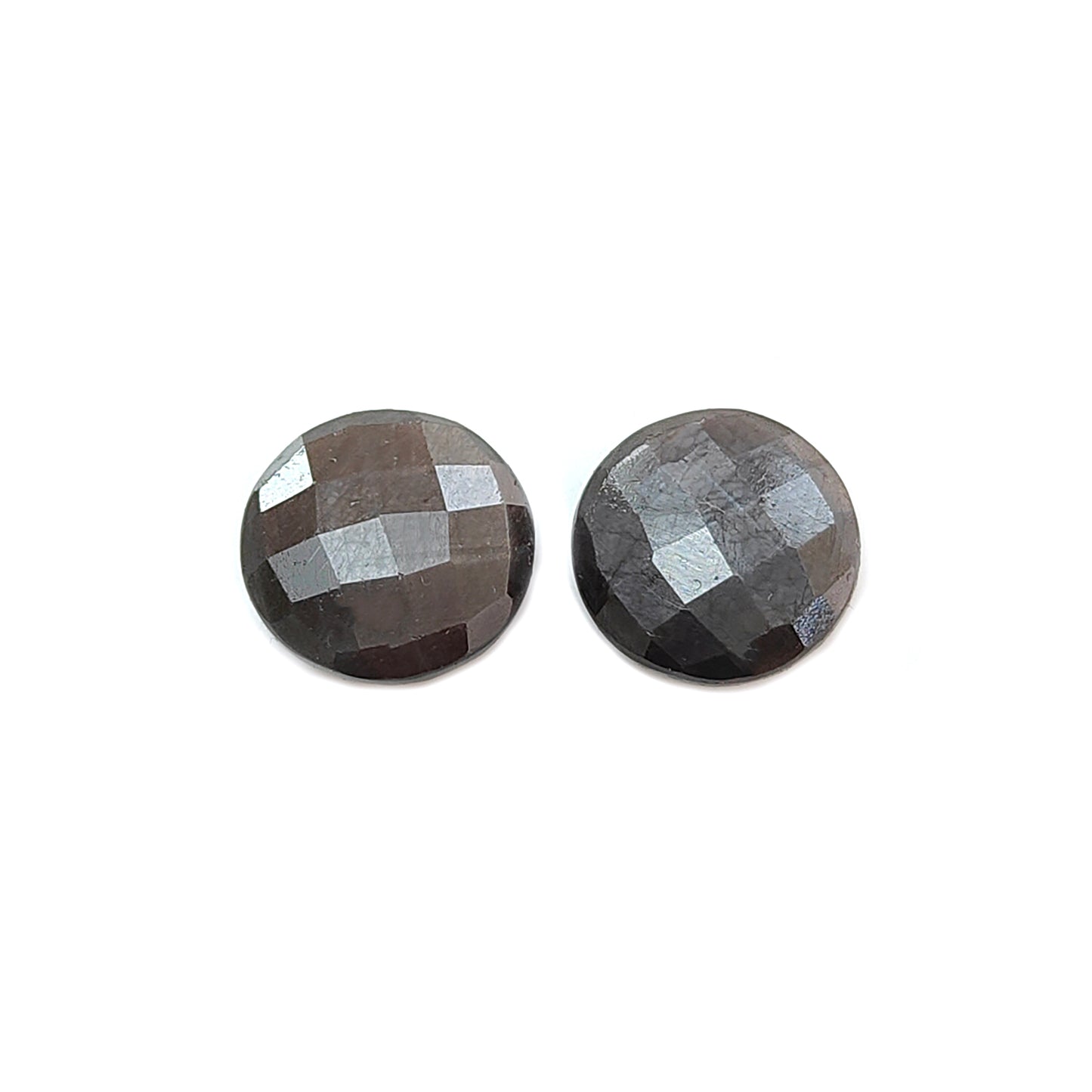 silver sapphire round faceted cut