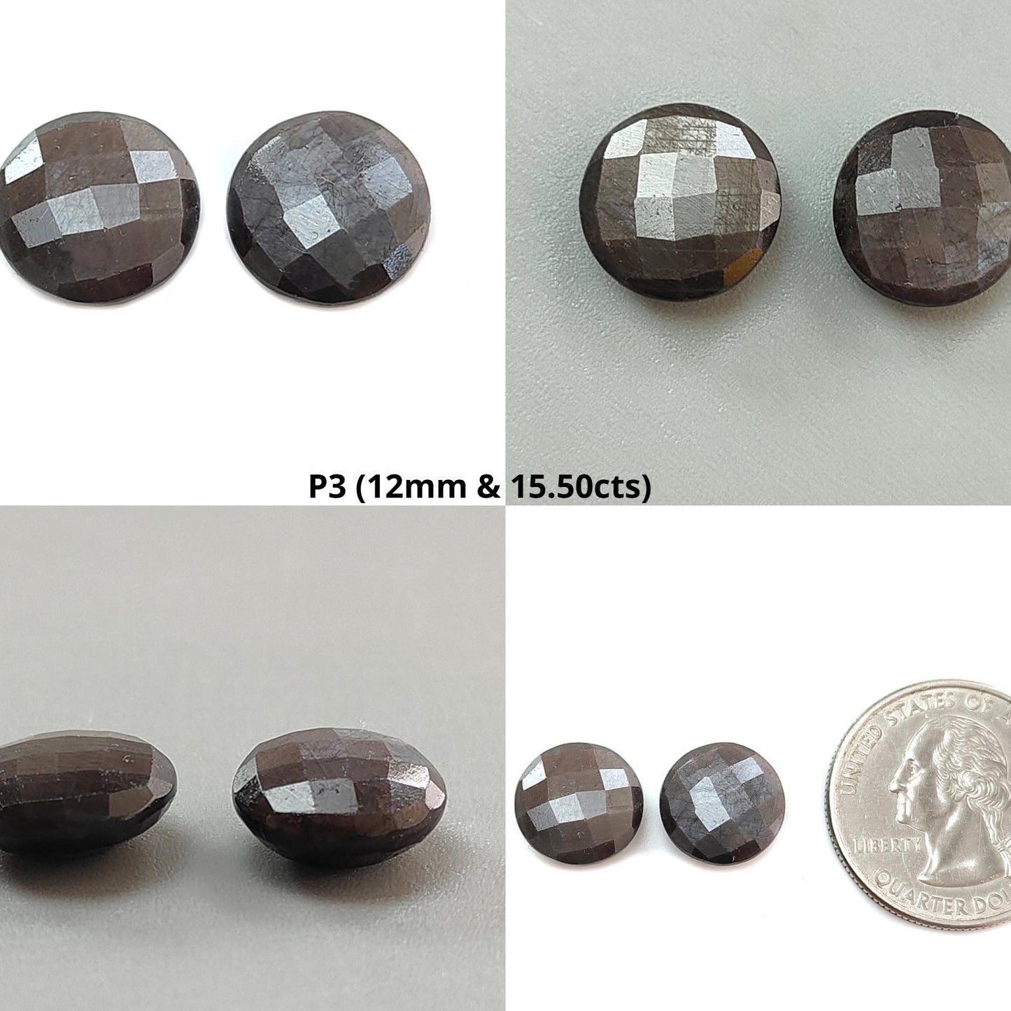 Silver Gray Sapphire Gemstone Faceted Cut: Natural Untreated Unheated Sapphire Cushion, Round Shape Faceted Pair for Jewelry
