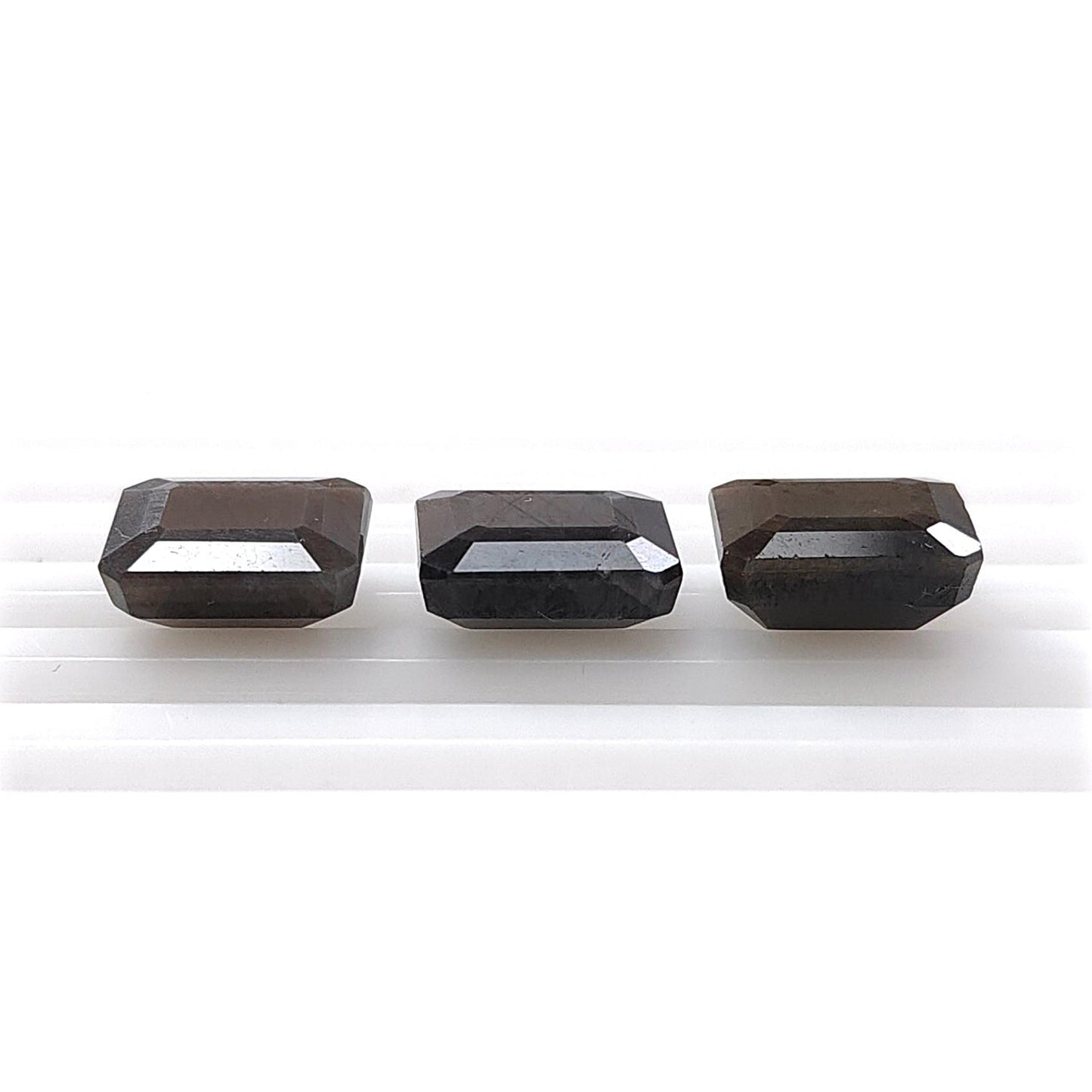Golden Brown & Silver Gray Sapphire Faceted Cut: Natural Untreated Unheated Sapphire Gemstone Oval, Rectangle Shape 2pcs, 3pcs, 4pcs Set