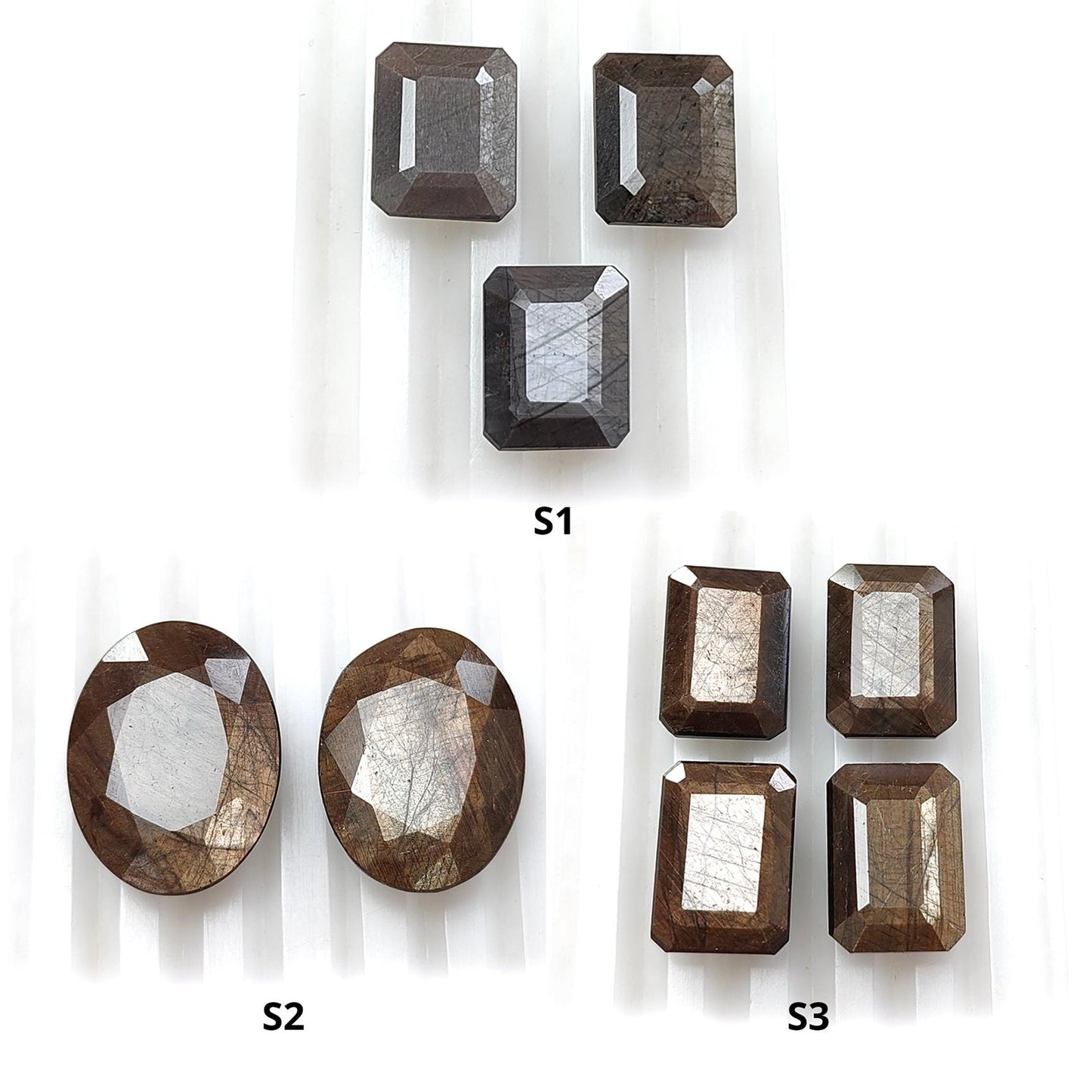 Golden Brown, Gray Sapphire Faceted Cut