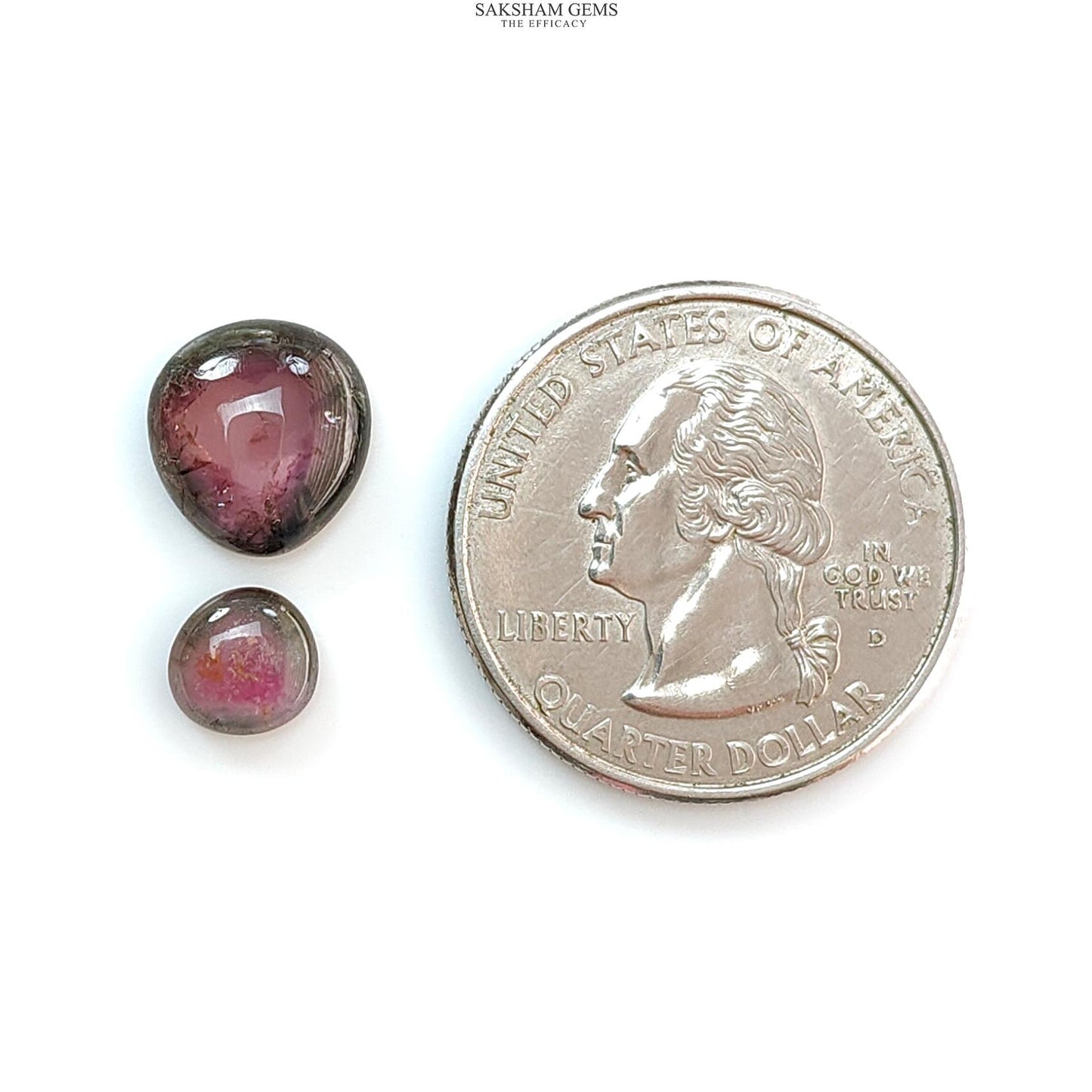 Watermelon Tourmaline Gemstone Cabochon: Natural Untreated Bi-Color Tourmaline Fancy Shape 2pcs Set for Jewelry October Birthstone