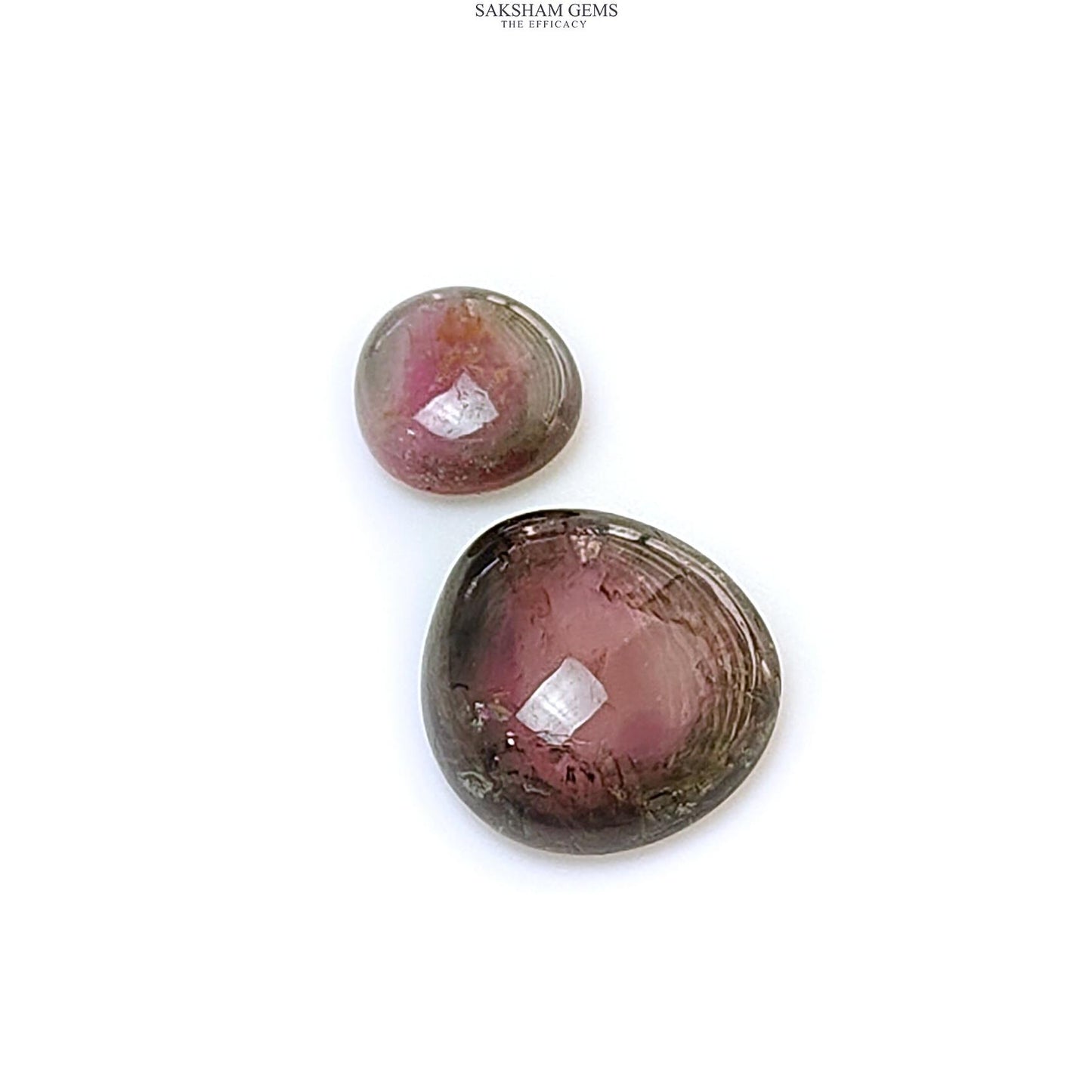 Watermelon Tourmaline Gemstone Cabochon: Natural Untreated Bi-Color Tourmaline Fancy Shape 2pcs Set for Jewelry October Birthstone