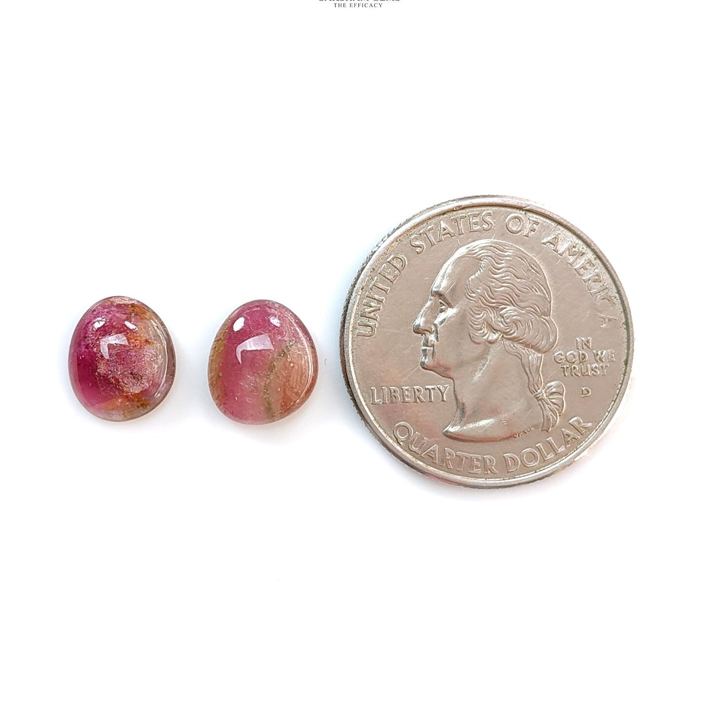 Watermelon Tourmaline Gemstone Cabochon: Natural Untreated Bi-Color Tourmaline Fancy Shape 2pcs Set for Jewelry October Birthstone