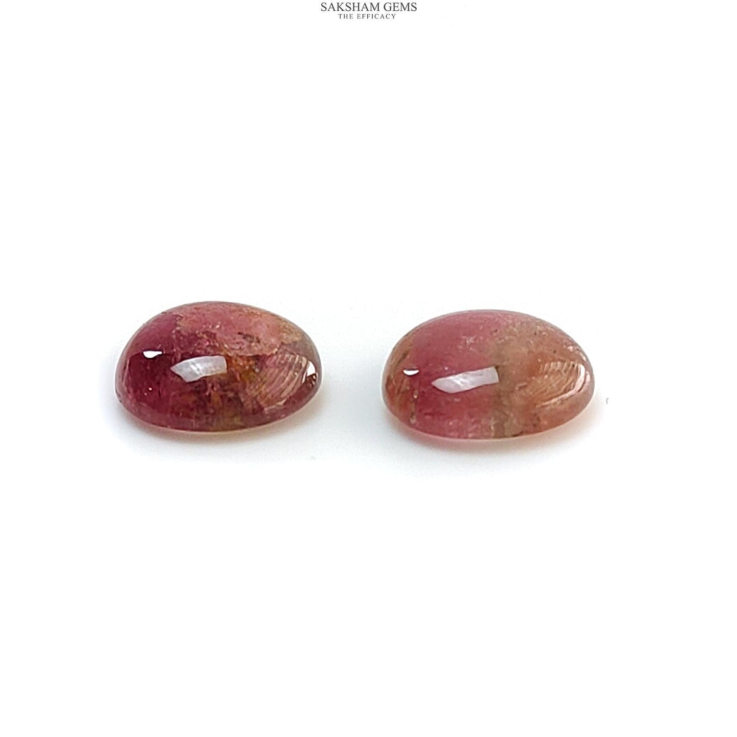 Watermelon Tourmaline Gemstone Cabochon: Natural Untreated Bi-Color Tourmaline Fancy Shape 2pcs Set for Jewelry October Birthstone