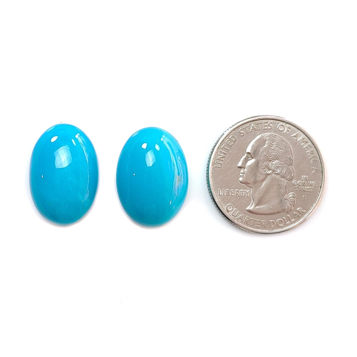 Blue Turquoise Gemstone Cabochon: 30.00cts Natural Sleeping Beauty Arizona Turquoise Oval Shape 20*14mm Pair for Jewelry December Birthstone
