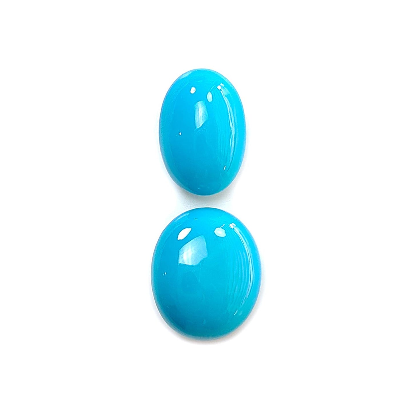 Blue Turquoise Gemstone Cabochon: Natural Untreated Sleeping Beauty Turquoise Oval, Round Shape 2pcs Set December Birthstone