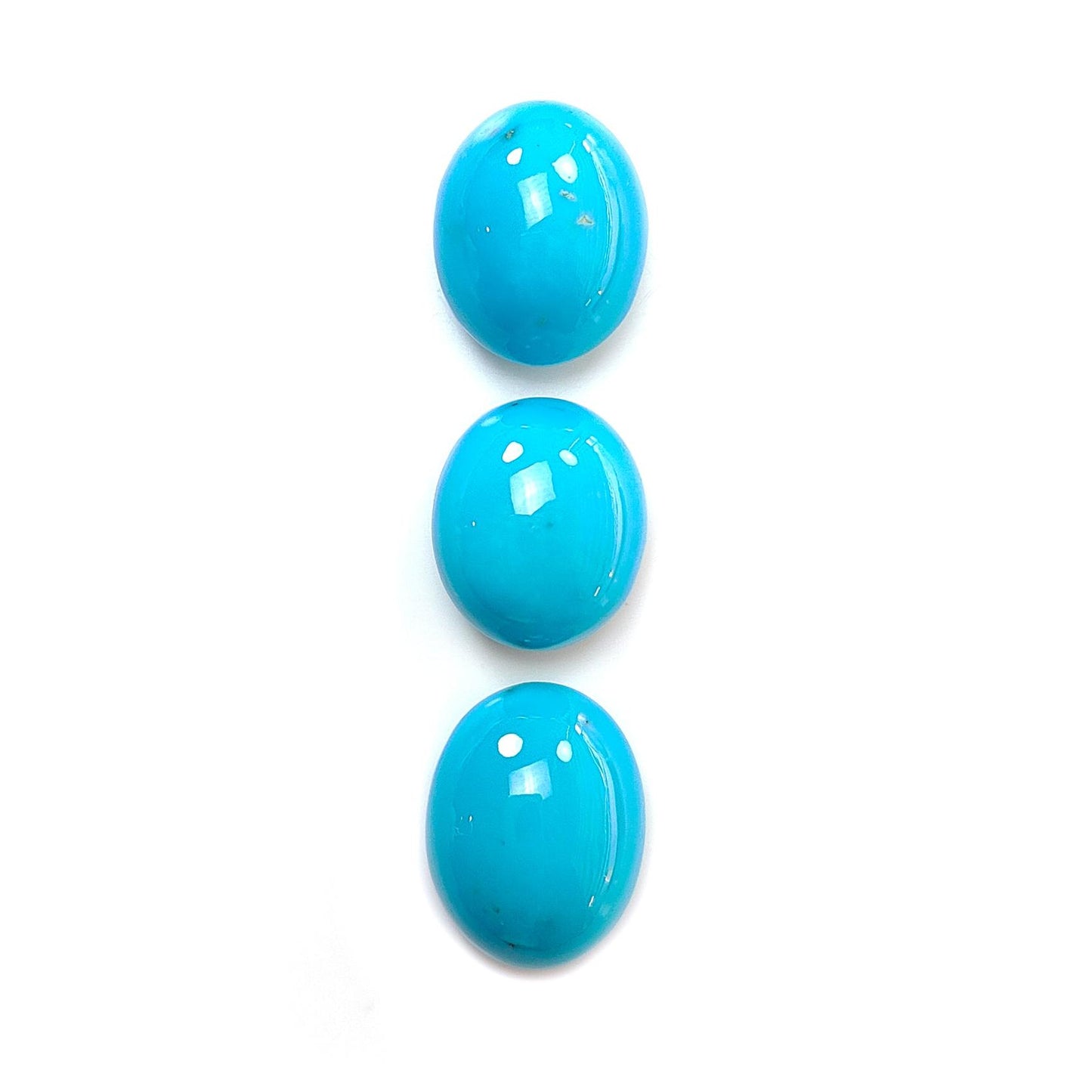 Blue Turquoise Gemstone Cabochon: Natural Untreated Sleeping Beauty Turquoise Oval Shape 3pcs Set December Birthstone