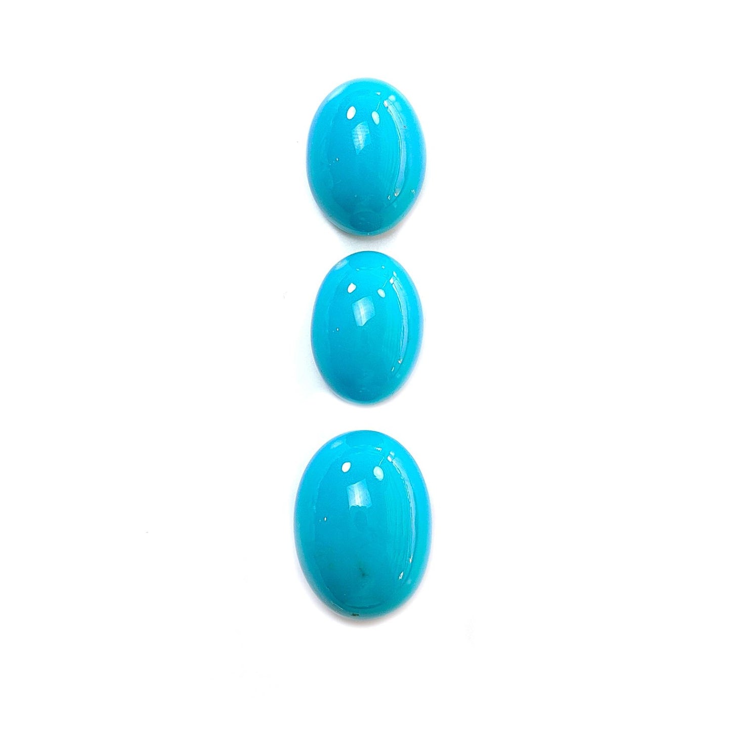 Blue Turquoise Gemstone Cabochon: Natural Untreated Sleeping Beauty Turquoise Oval Shape 3pcs Set December Birthstone