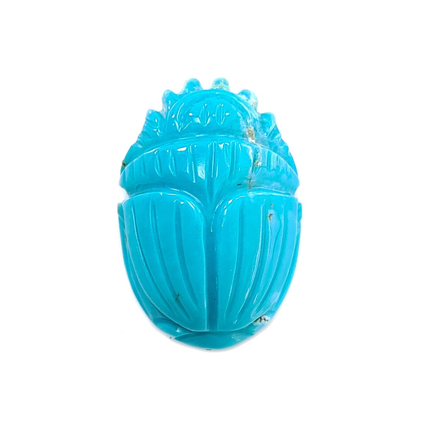 Blue Turquoise Gemstone Carving: 18.80cts Natural Turquoise Hand Carved Scarab 22*15mm 1pc for Jewelry December Birthstone