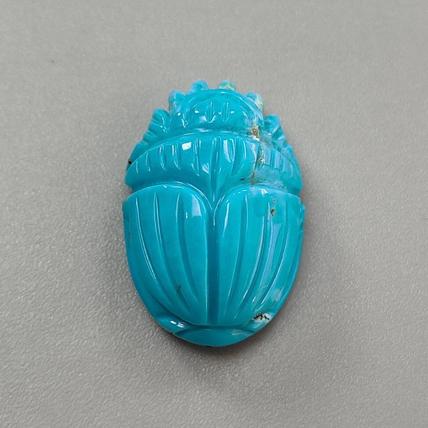 Blue Turquoise Gemstone Carving: 18.80cts Natural Turquoise Hand Carved Scarab 22*15mm 1pc for Jewelry December Birthstone