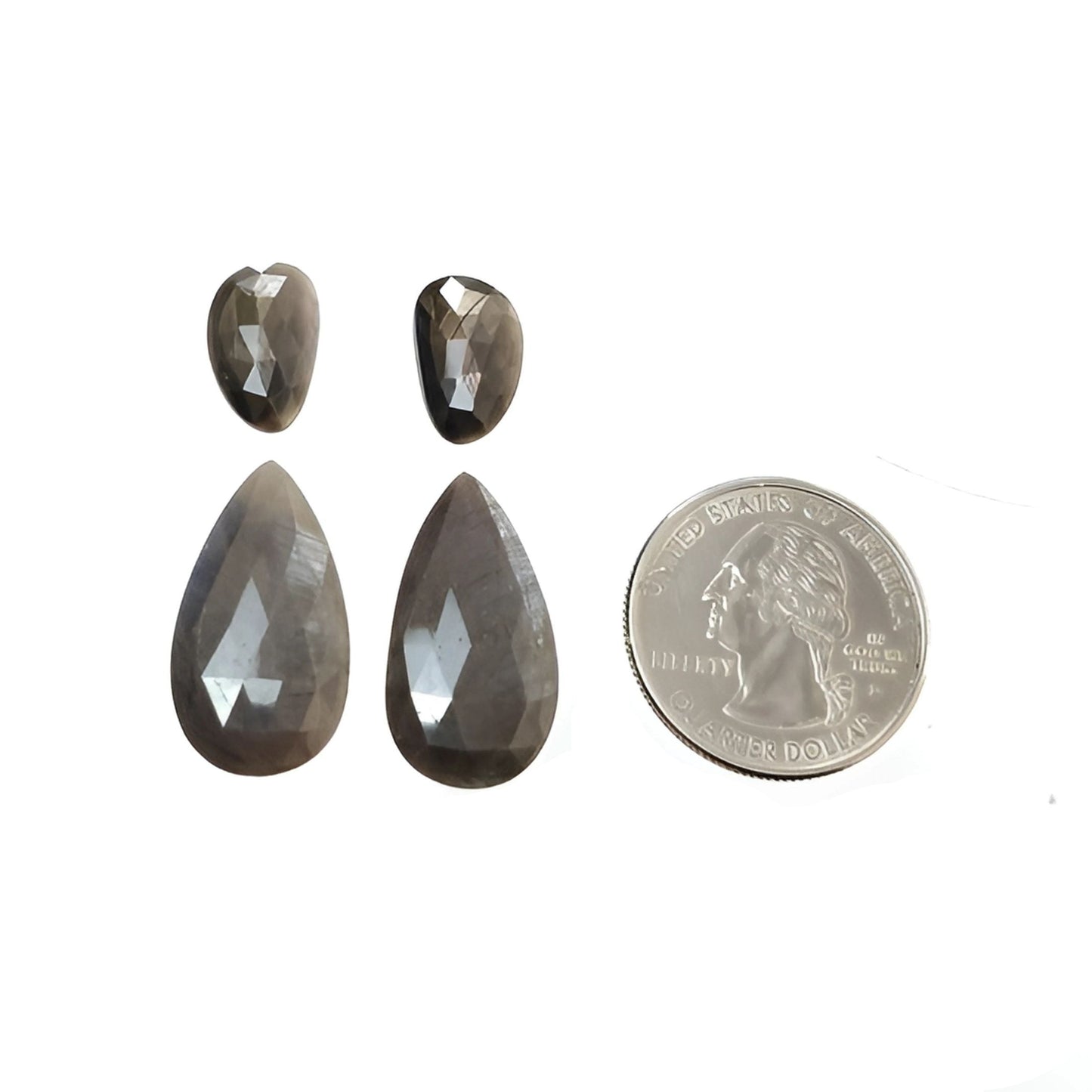 30.90cts Silver Sapphire Gemstone Rose Cut Natural Untreated Pear Shape 2pcs
