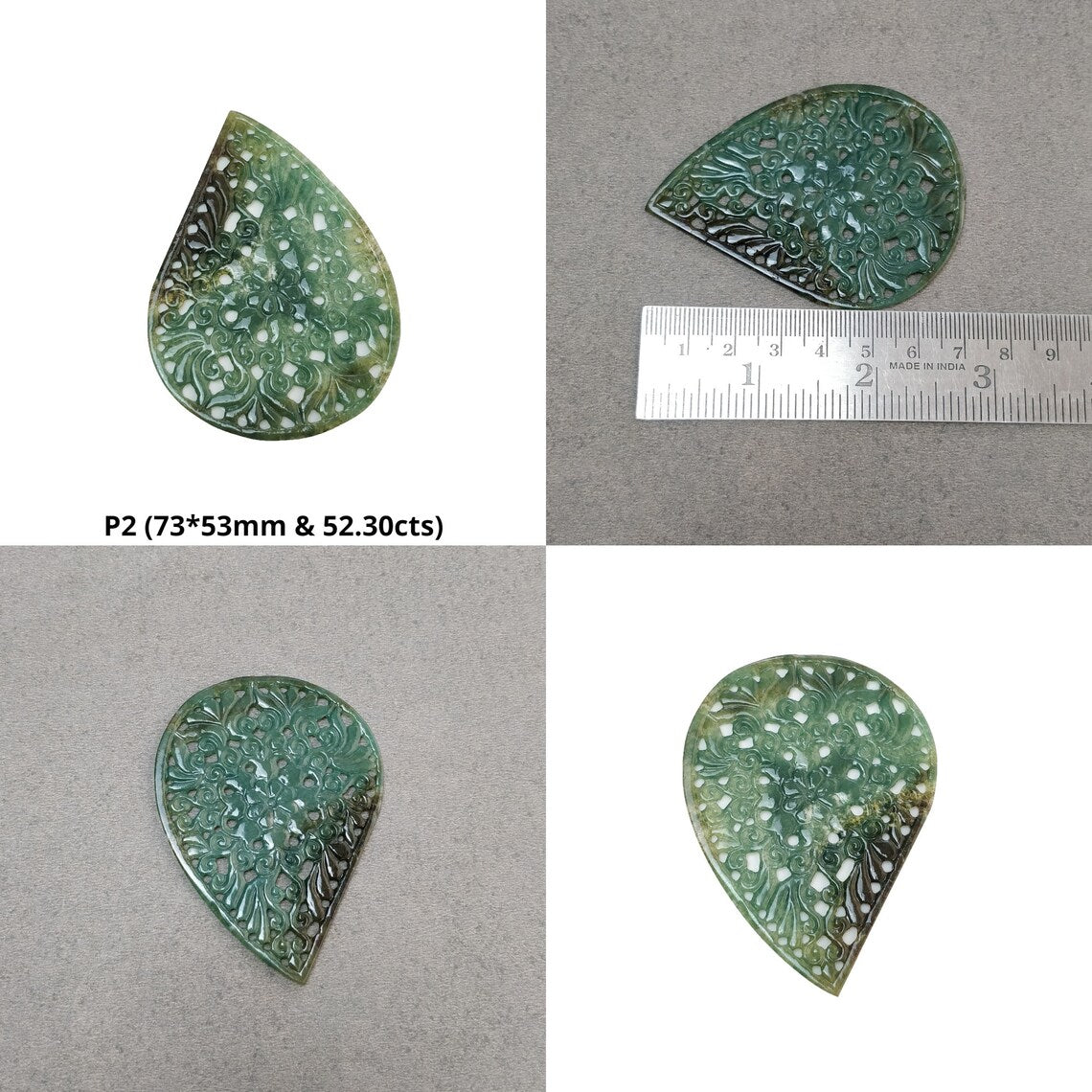 QUARTZ Gemstone Carving : Natural Untreated Multi Color Quartz Hand Carved Pear Oval Shape