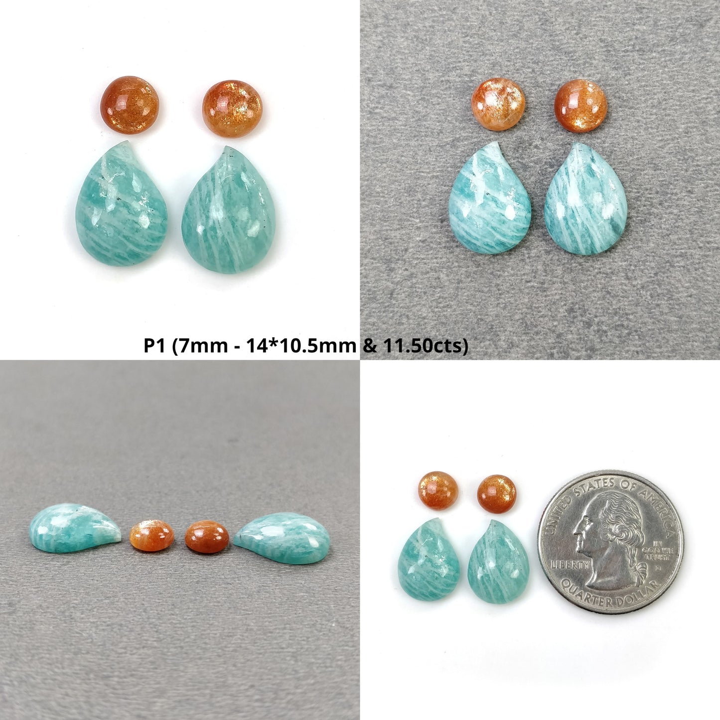 MORGANITE AMANZONITE SUNSTONE Gemstone Cabochon : Natural Untreated Morganite Uneven Round Shape 4pcs (With Video)