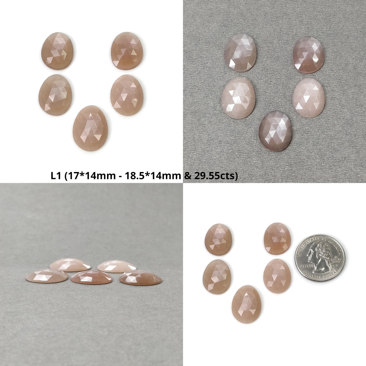 PEACH MOONSTONE Gemstone Rose Cut : Natural Untreated Unheated Moonstone Uneven Egg Shape 5pcs 6pcs & 7pcs