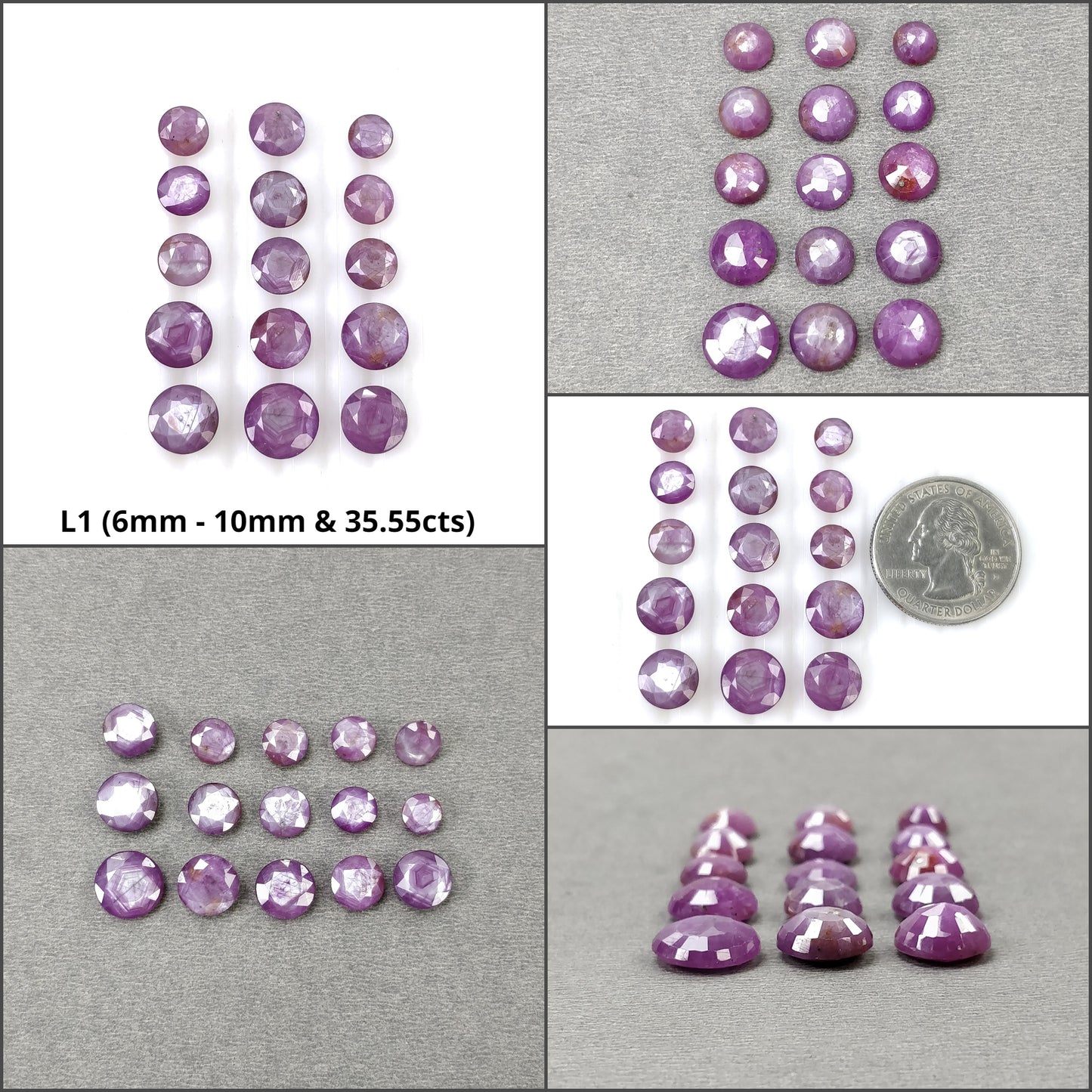Raspberry Sheen SAPPHIRE Gemstone Rose Cut : Natural Untreated Unheated Pink Sapphire Round Shape 15pcs 16pcs 27pcs 19pcs Lots
