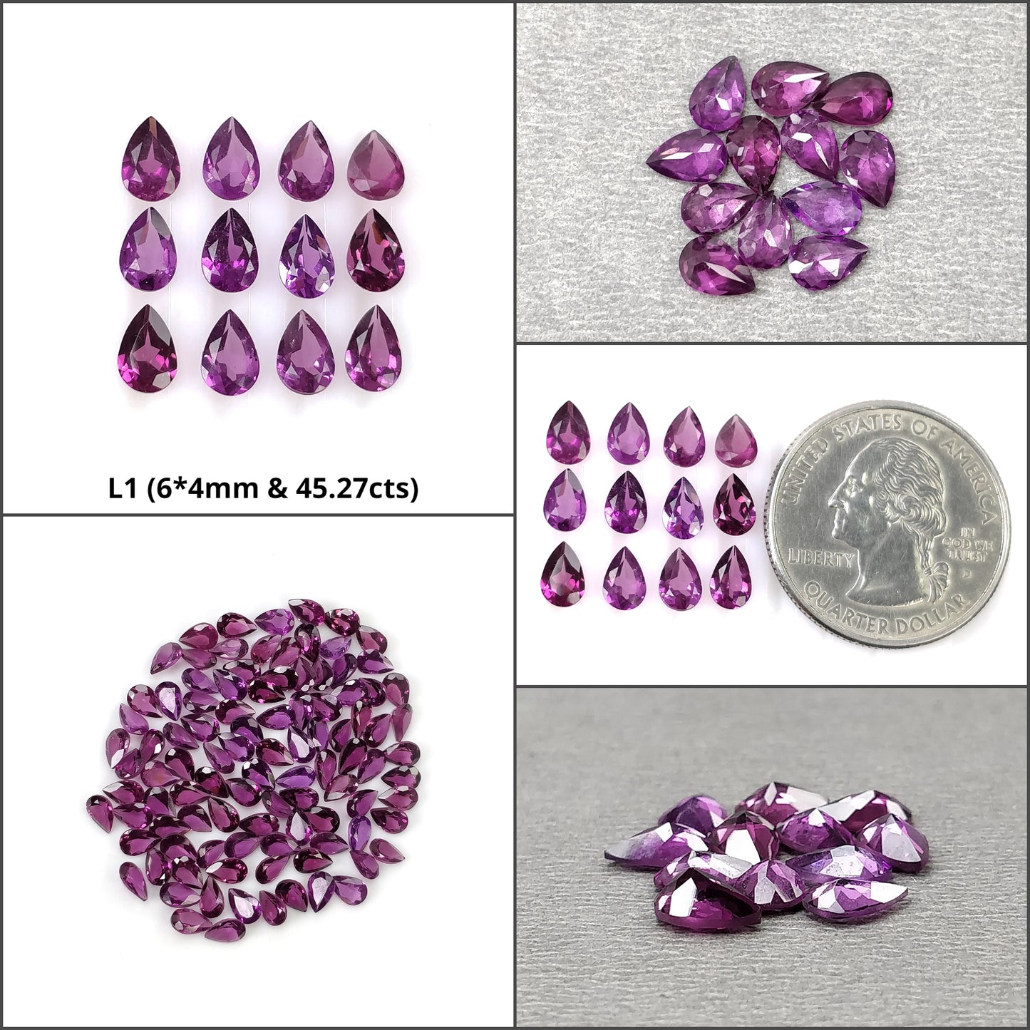 PURPLE GARNET Gemstone Normal Cut: Natural Untreated Garnet Round & Pear Triangle Shape 7pcs 22pcs 28pcs 35pcs 38pcs 100pcs Lot