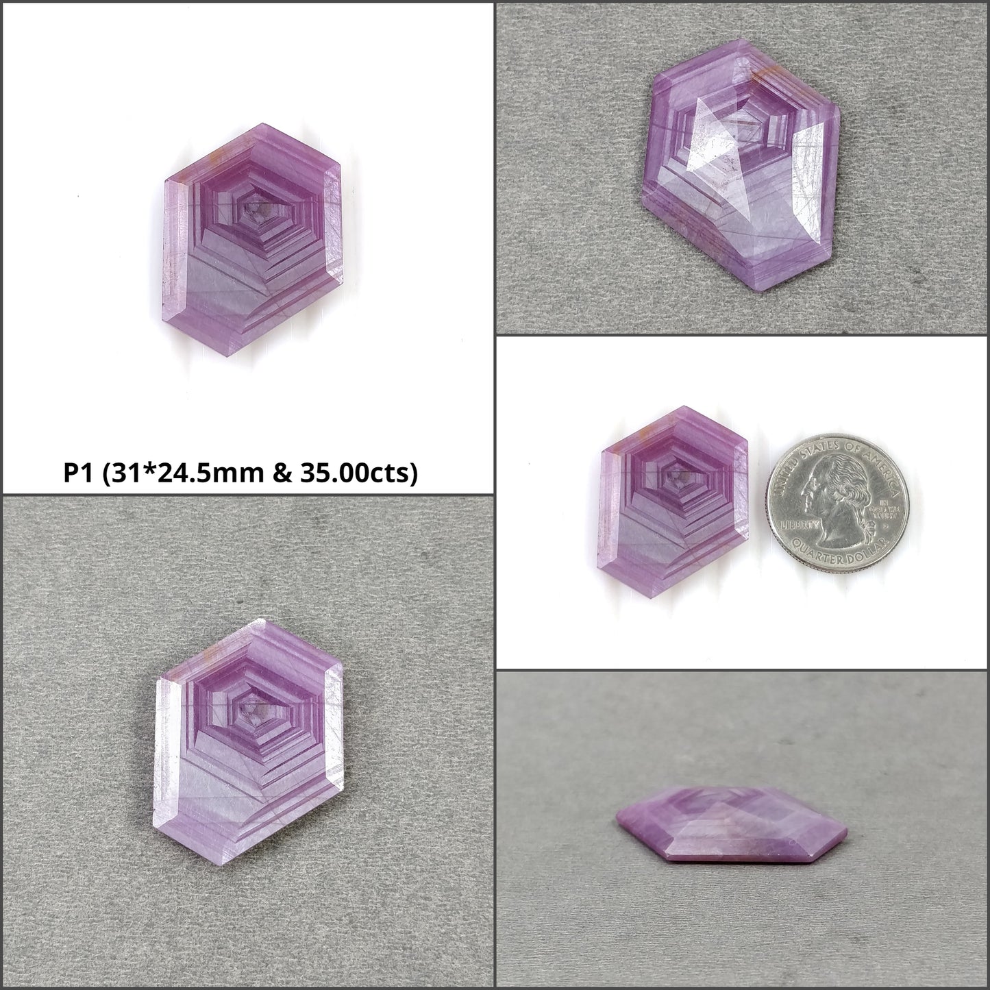 Sapphire Gemstone Normal Cut : Natural Untreated Unheated Raspberry Pink Sheen Sapphire Hexagon Shape