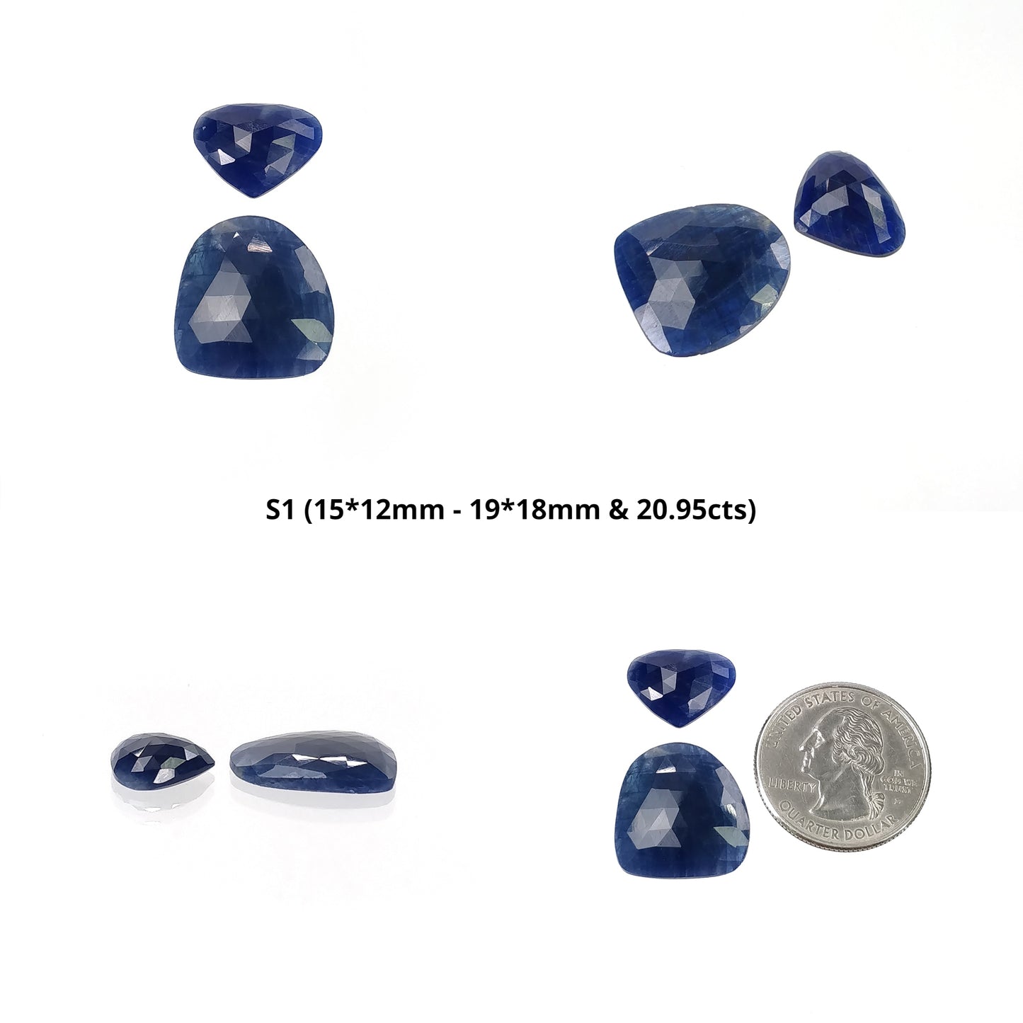 Sapphire Gemstone Rose Cut : Natural Untreated Unheated Blue Sapphire Oval Uneven Shape 2pcs Sets