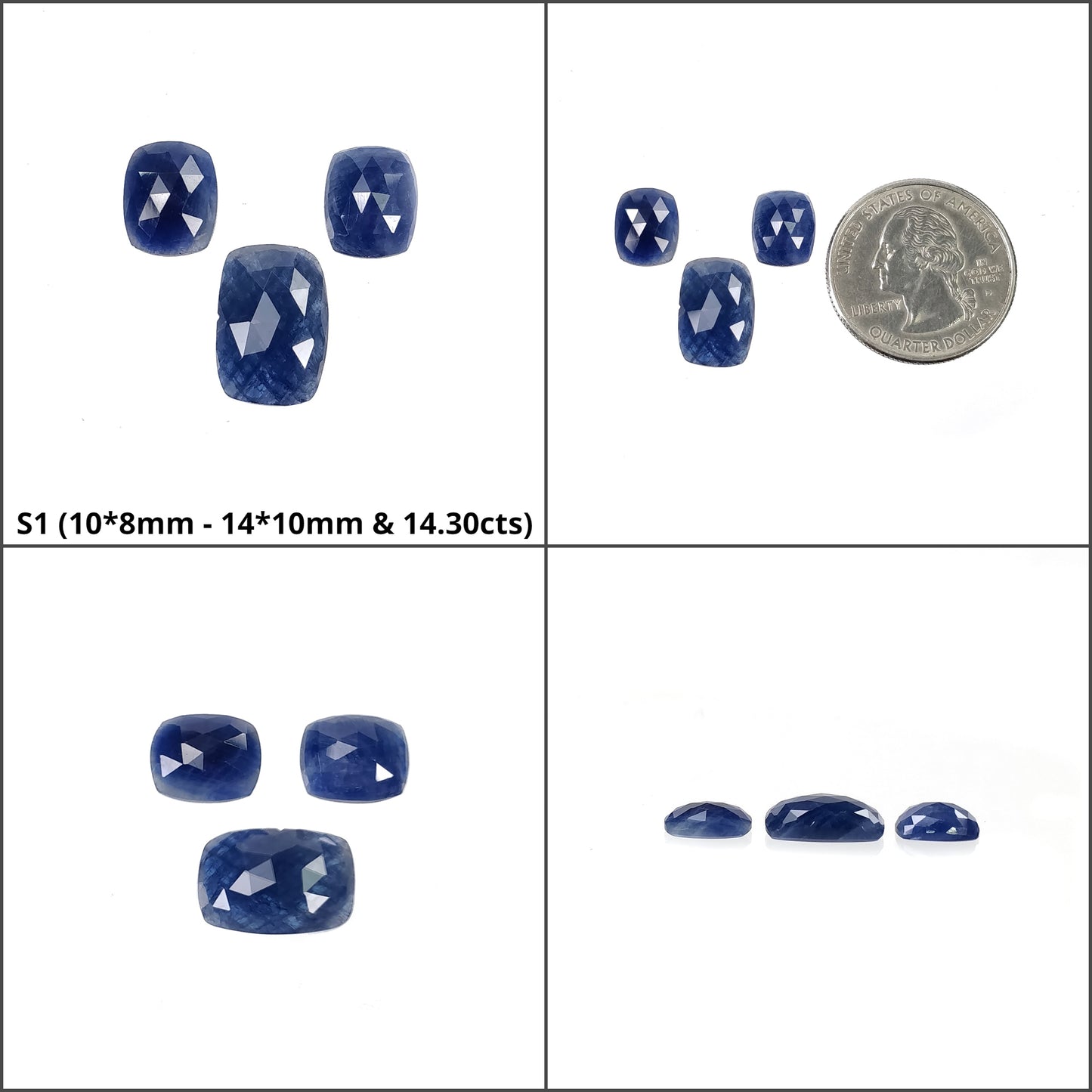 Sapphire Gemstone Rose & Checker Cut : Natural Untreated Unheated Blue Sapphire Oval Round Cushion Shape Lots