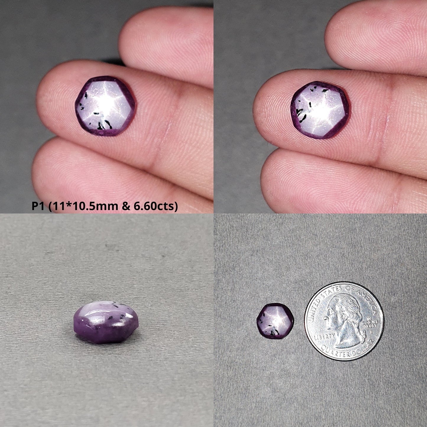 Star Sapphire Gemstone Cabochon : Natural Untreated African Pink Sapphire 6Ray Star Round & Oval Shape Set